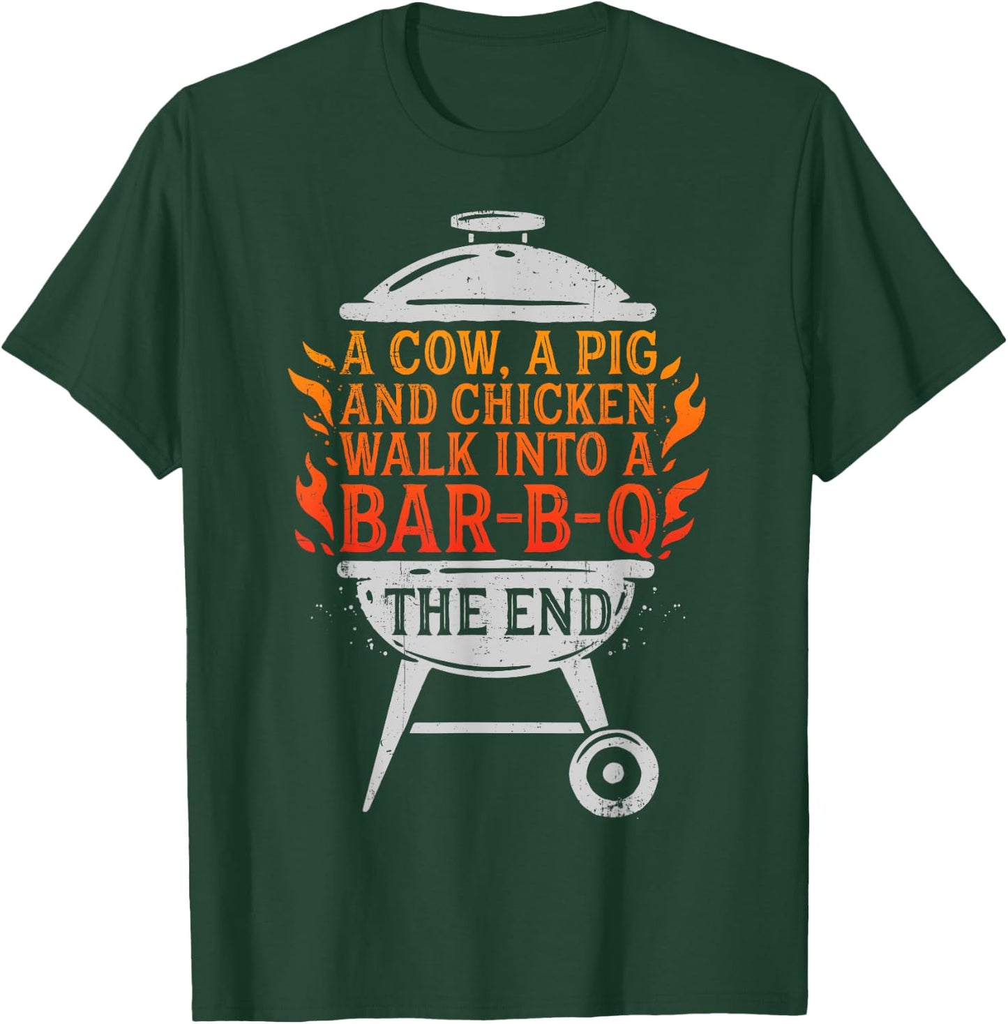 Chef A Cow A Pig And A Chicken Walk Into A BBQ Barbecue T-Shirt - T-Shirt | Forest