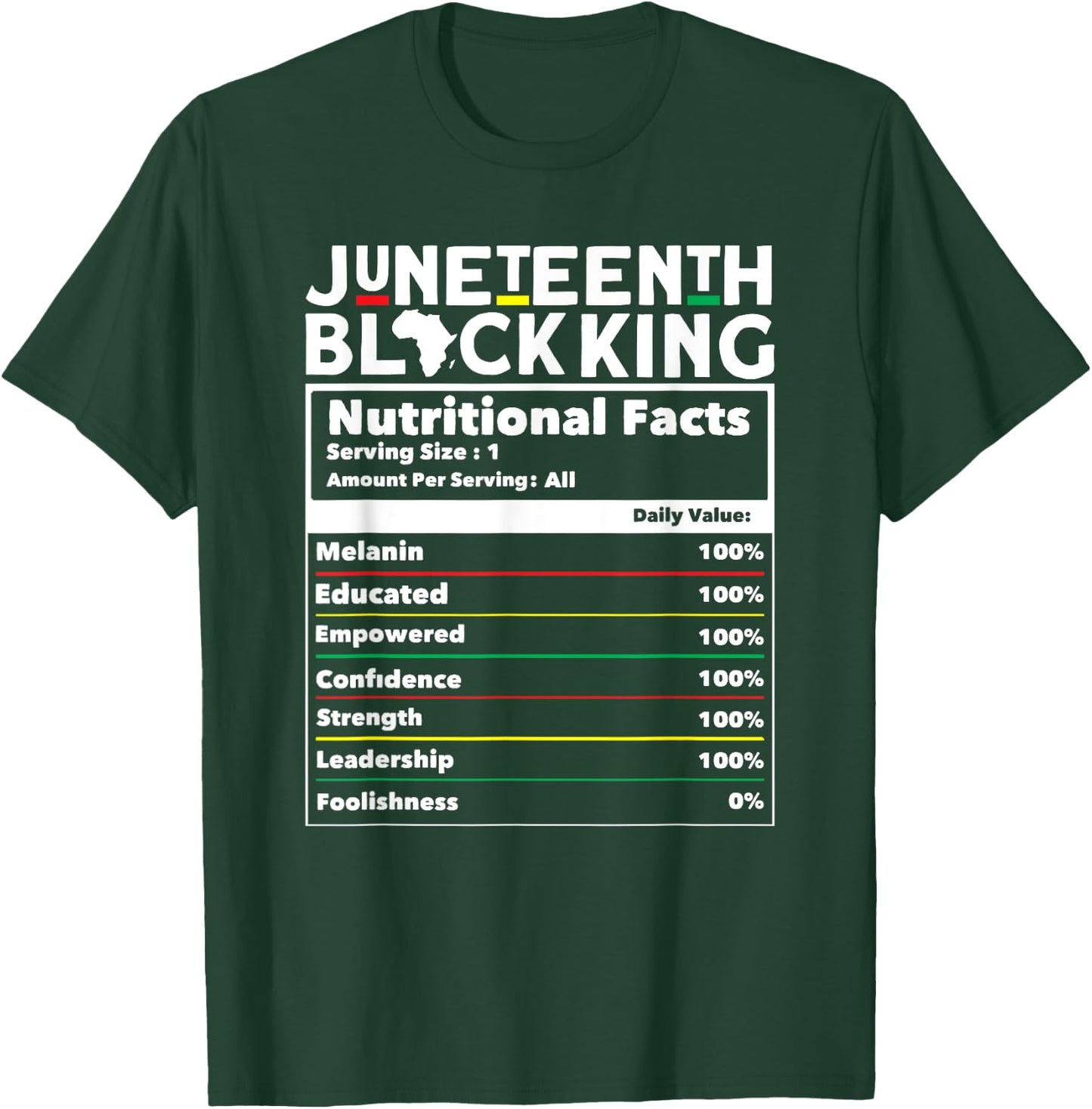 Juneteenth Black King Nutritional Facts Men's Juneteenth T-Shirt - T-Shirt | Forest