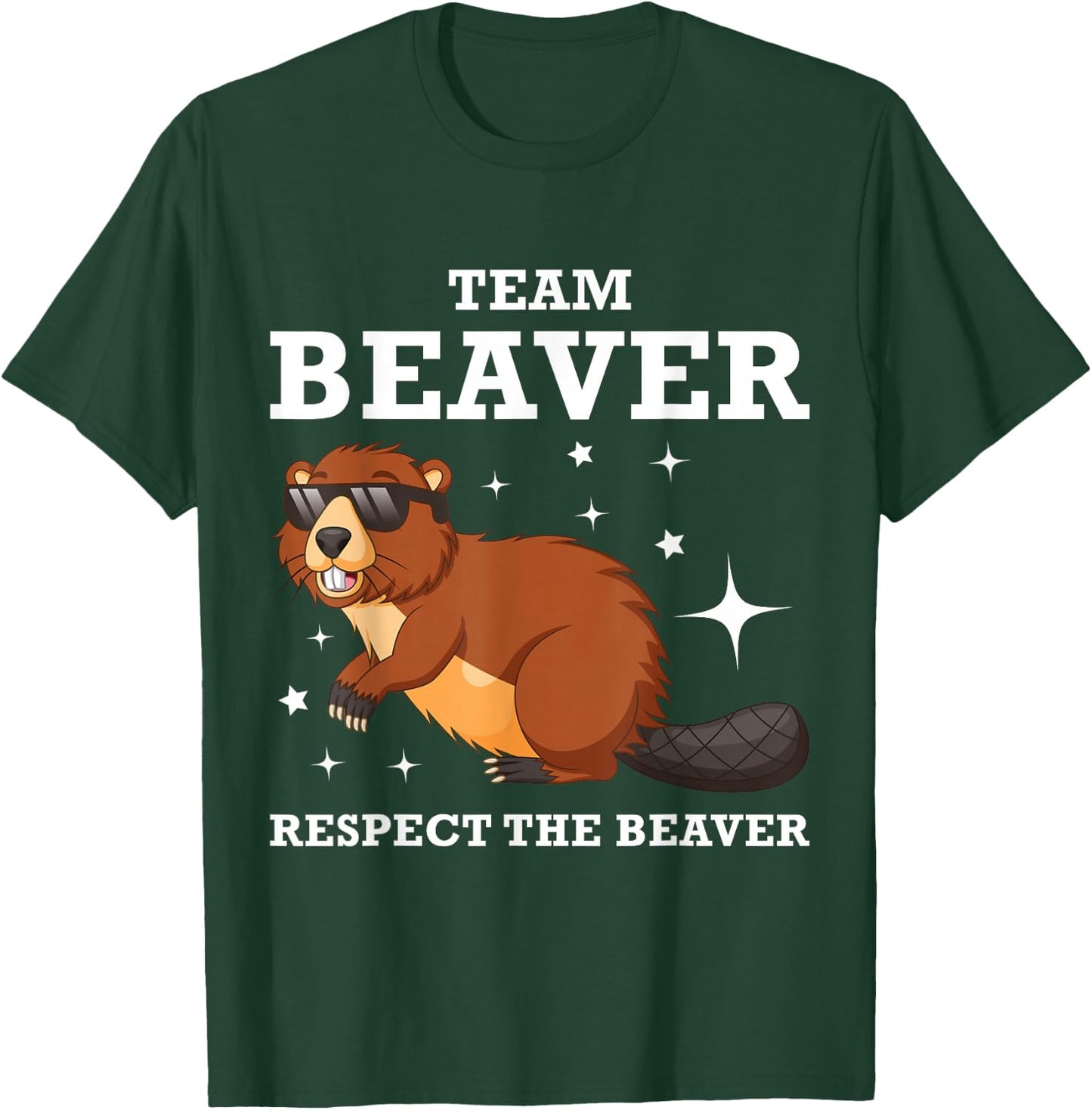Funny Team Cool Cartoon Respect the Beaver T-Shirt - T-Shirt | Forest