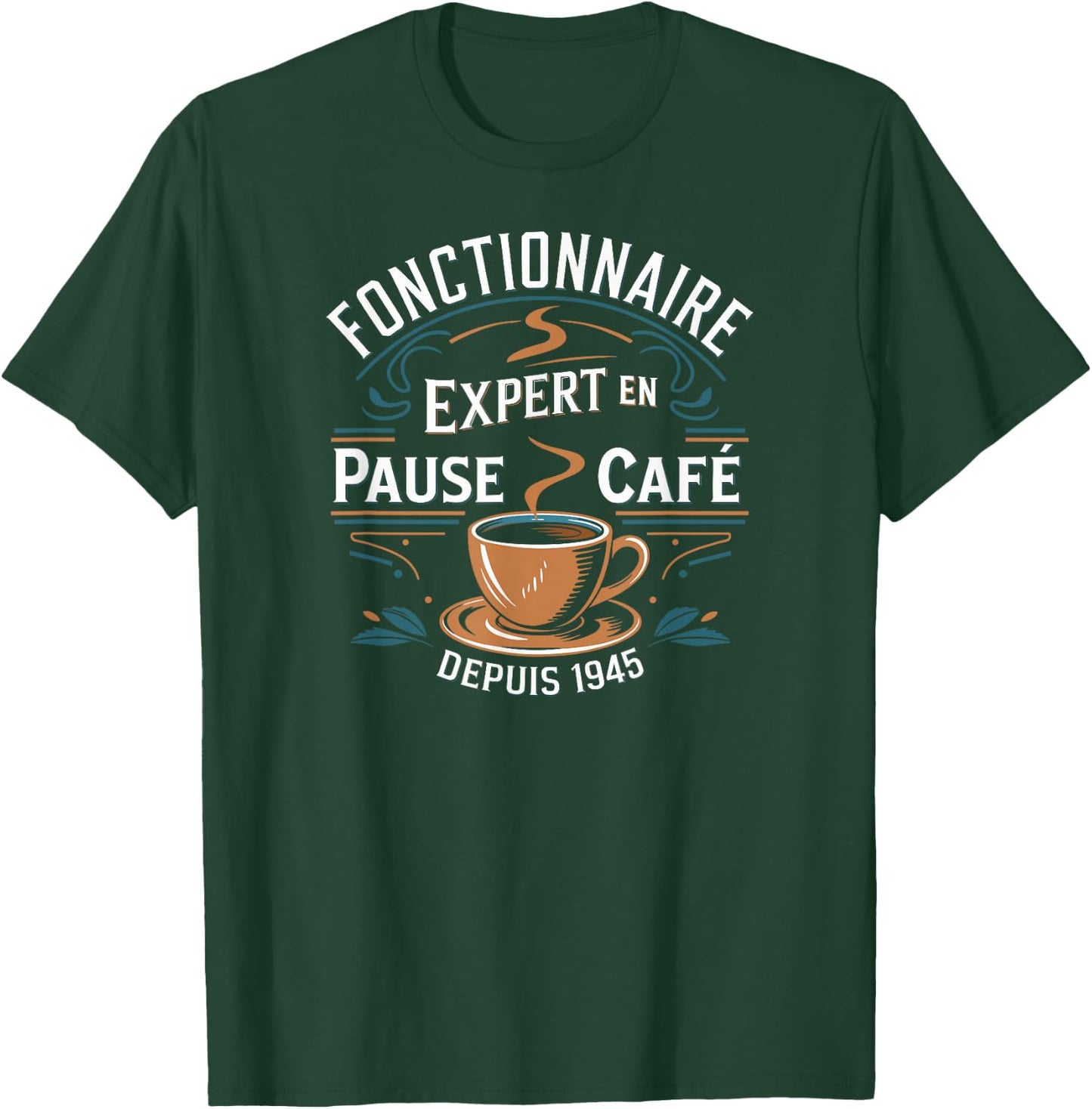 Official expert in coffee break since 1945 , Black, S T-Shirt - T-Shirt | Forest