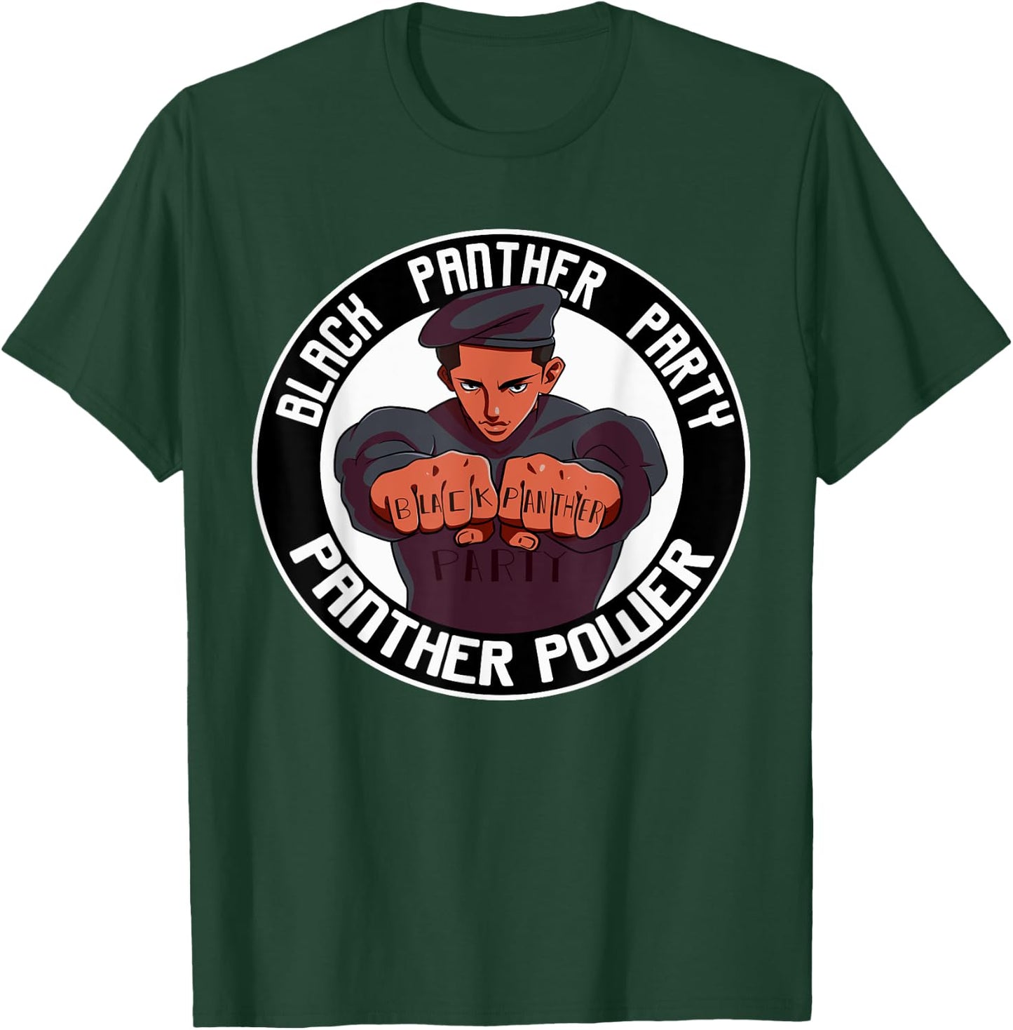 Black Power Panther Party Beret Afro1966 Logo T-Shirt - T-Shirt | Forest