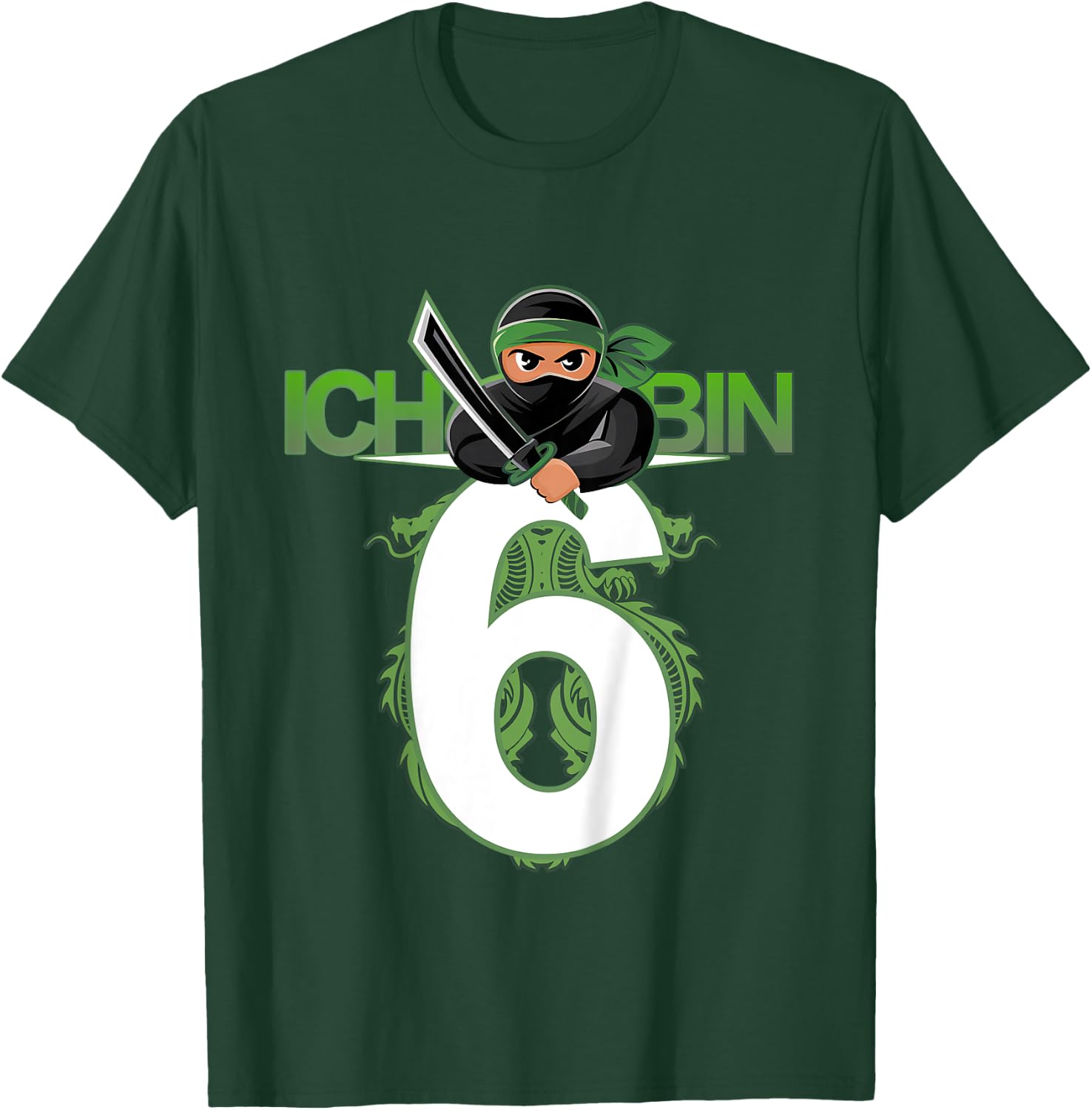 Kinder 6. Geburtstag Ninja Kostüm 6 Jahre alt Junge T-Shirt - T-Shirt | Forest