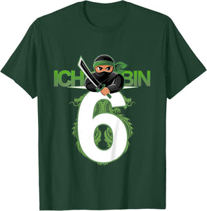 Kinder 6. Geburtstag Ninja Kostüm 6 Jahre alt Junge T-Shirt - T-Shirt | Forest