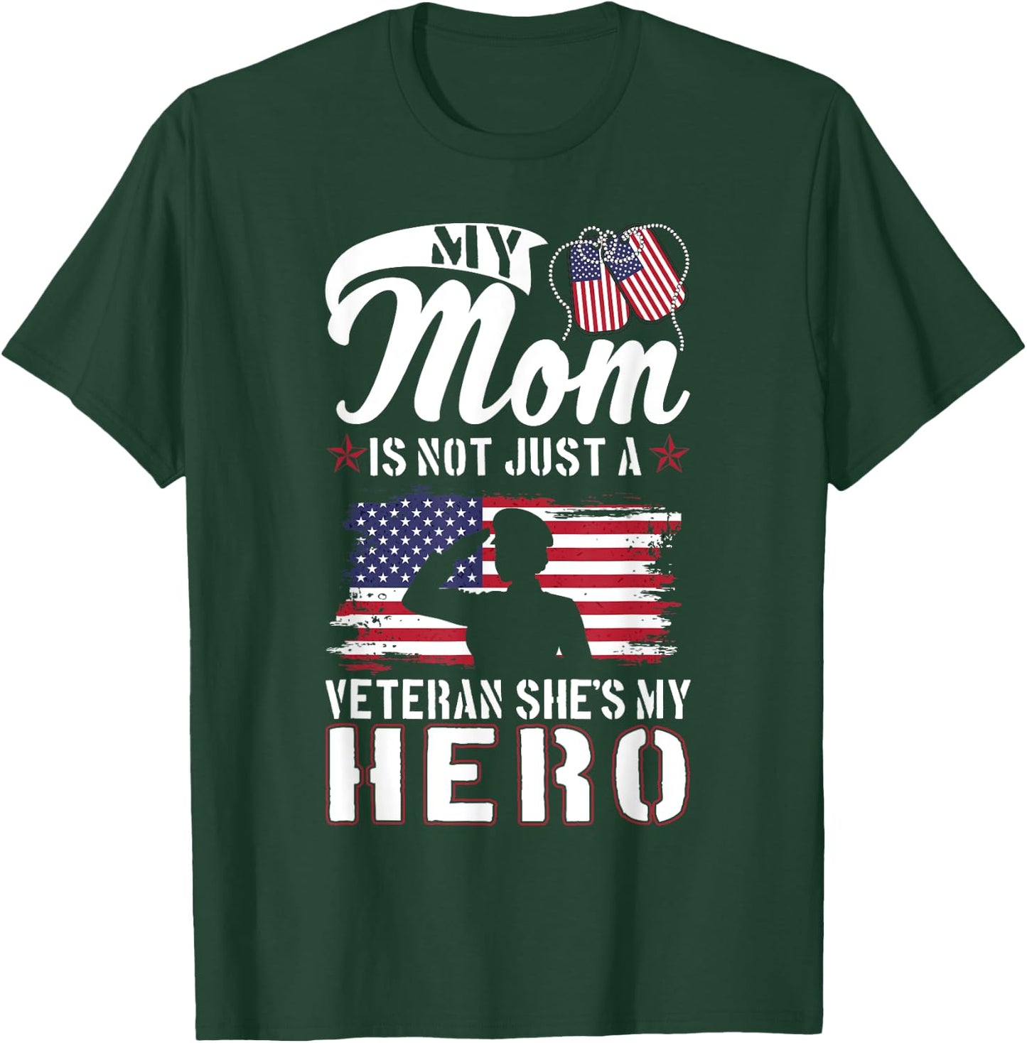 My Mom Is Not Just A Veteran She's My Hero Veterans Day Kids T-Shirt - T-Shirt | Forest
