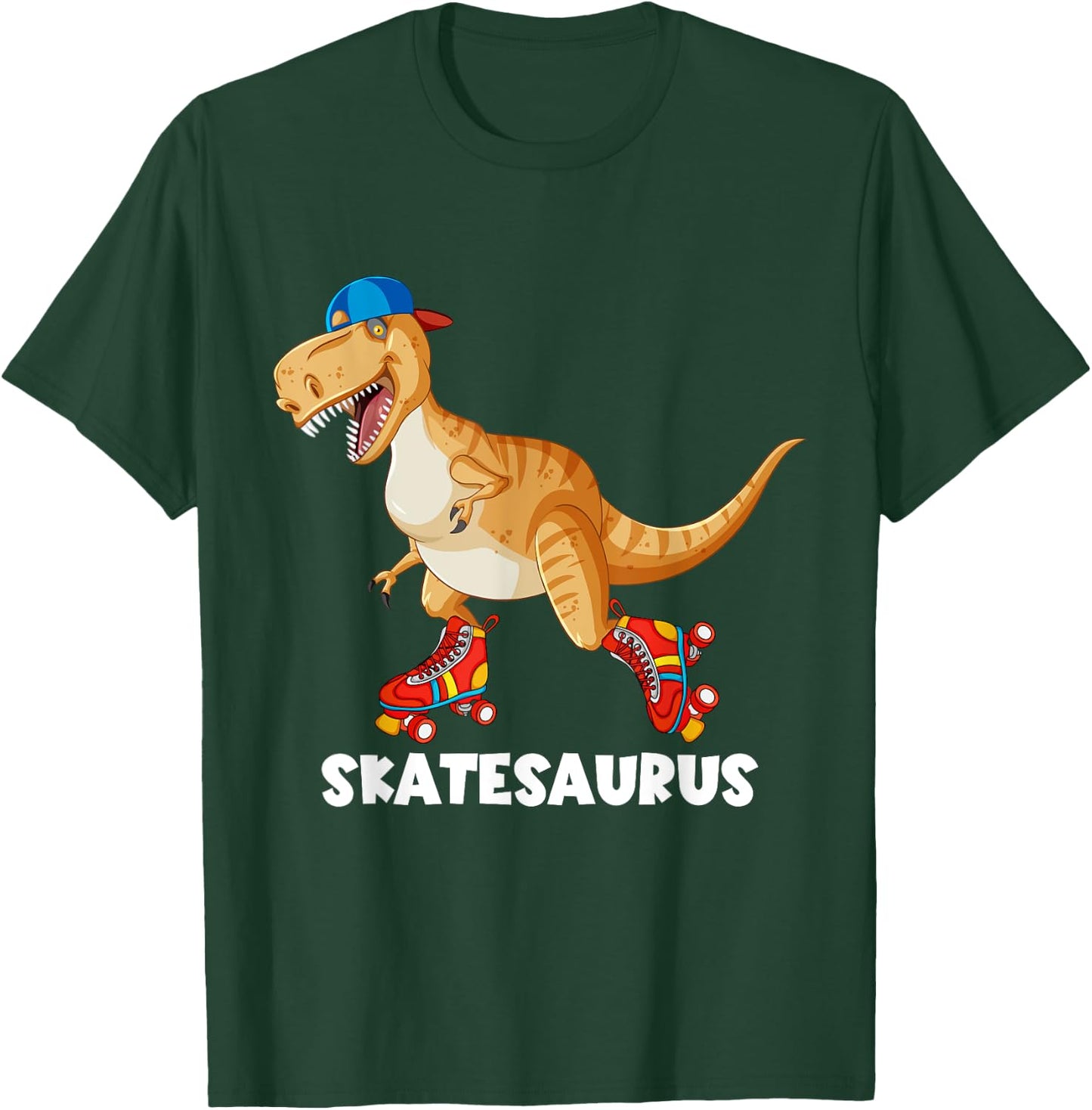 Skate Dinosaurs Roller Skating Rink Trex Roller Skater T-Shirt - T-Shirt | Forest