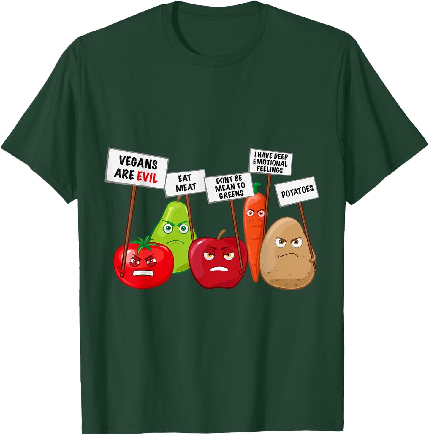 Funny Vegan - Vegetables & Fruits Protesting Against Vegans Small T-Shirt - T-Shirt | Forest