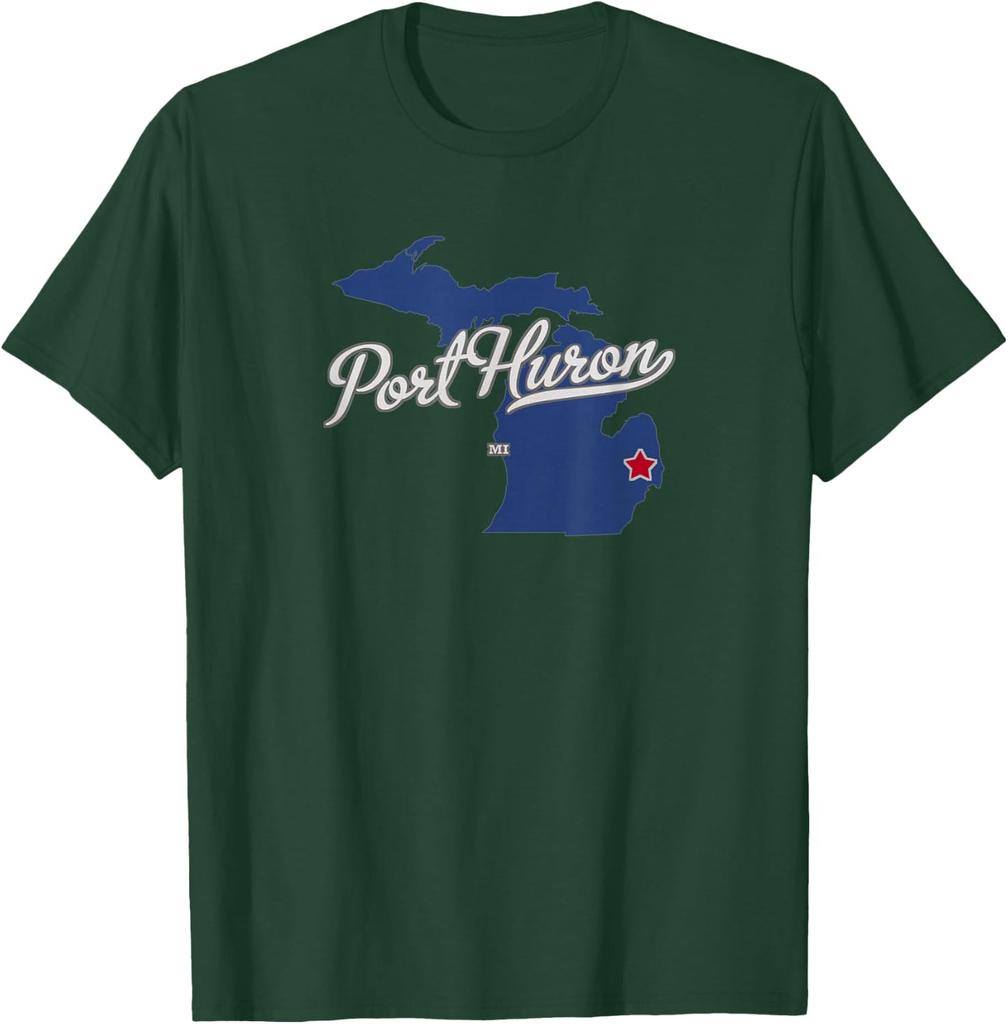 Port Huron Michigan MI Map T-Shirt - T-Shirt | Forest