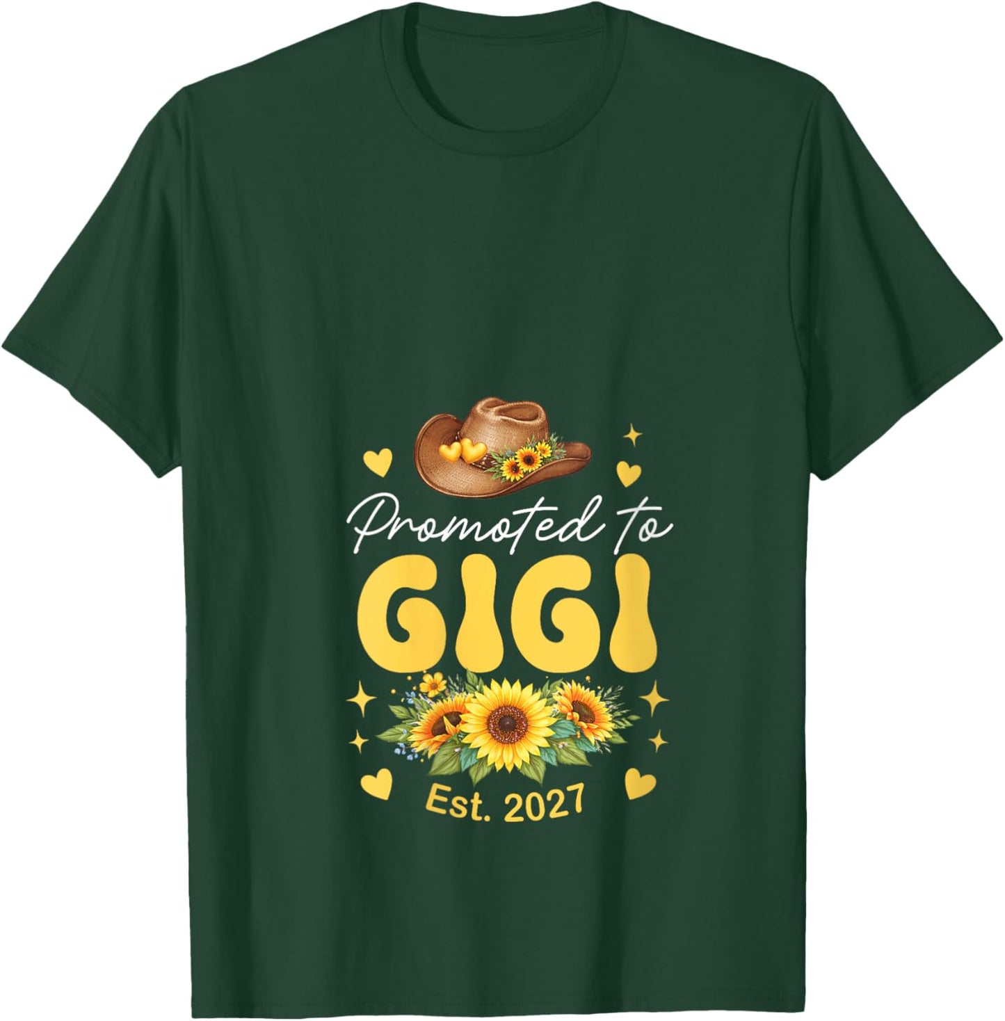Women's Promoted to Gigi Est. 2027 Sunflowers Expecting New Baby V-Neck T-Shirt - T-Shirt | Forest