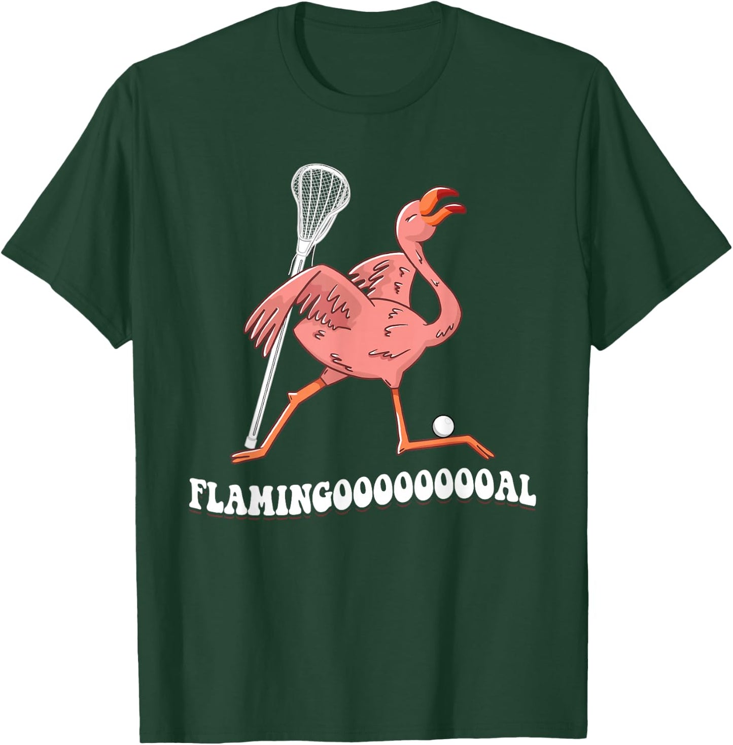 Flamingooooal Flamingo Throwing Lacrosse Ball T-Shirt - T-Shirt | Forest