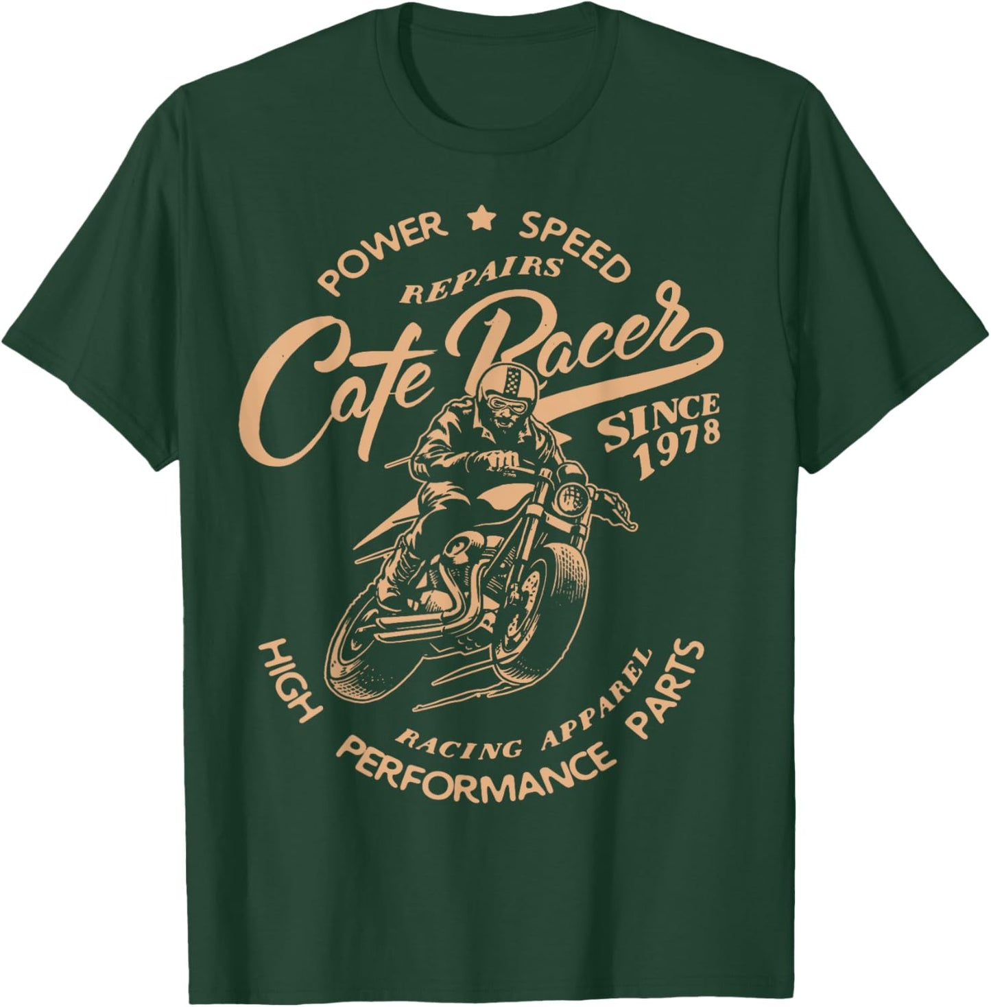Vintage Cafe Racer Motorcycle Racing Bikers Gift T-Shirt - T-Shirt | Forest
