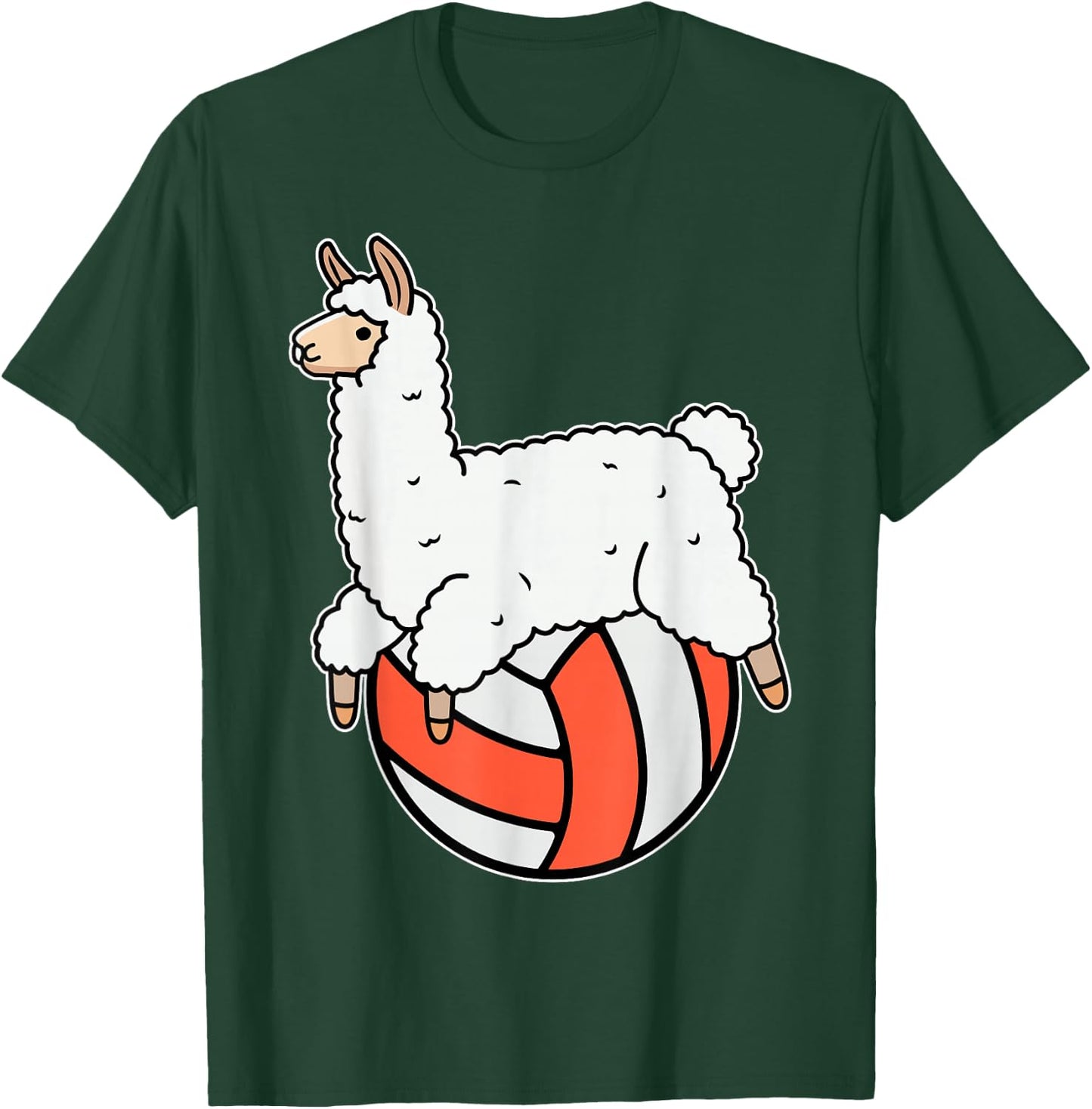Volleyball Llama Laying and Chilling on Volley Ball T-Shirt - T-Shirt | Forest
