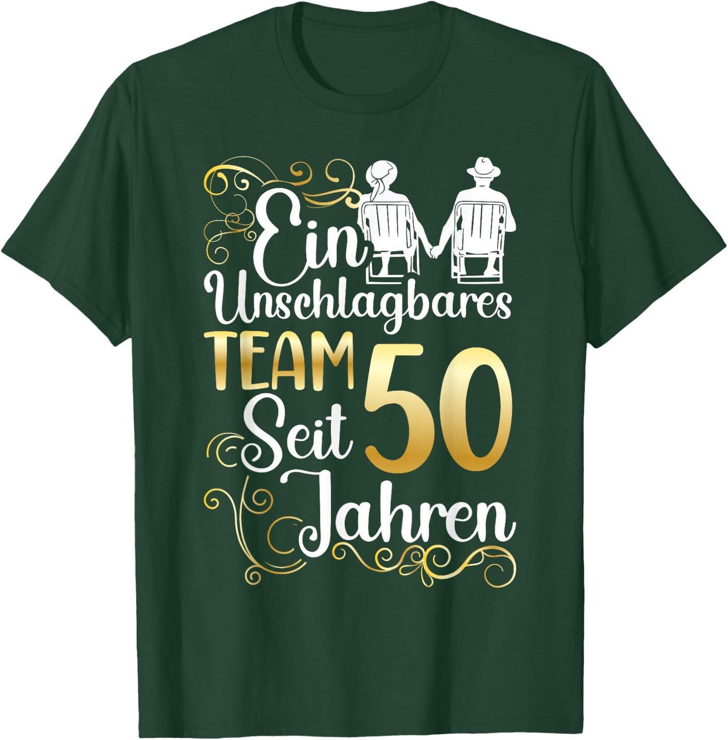 Golden Wedding 50 Years Married Wedding Anniversary , black T-Shirt - T-Shirt | Forest