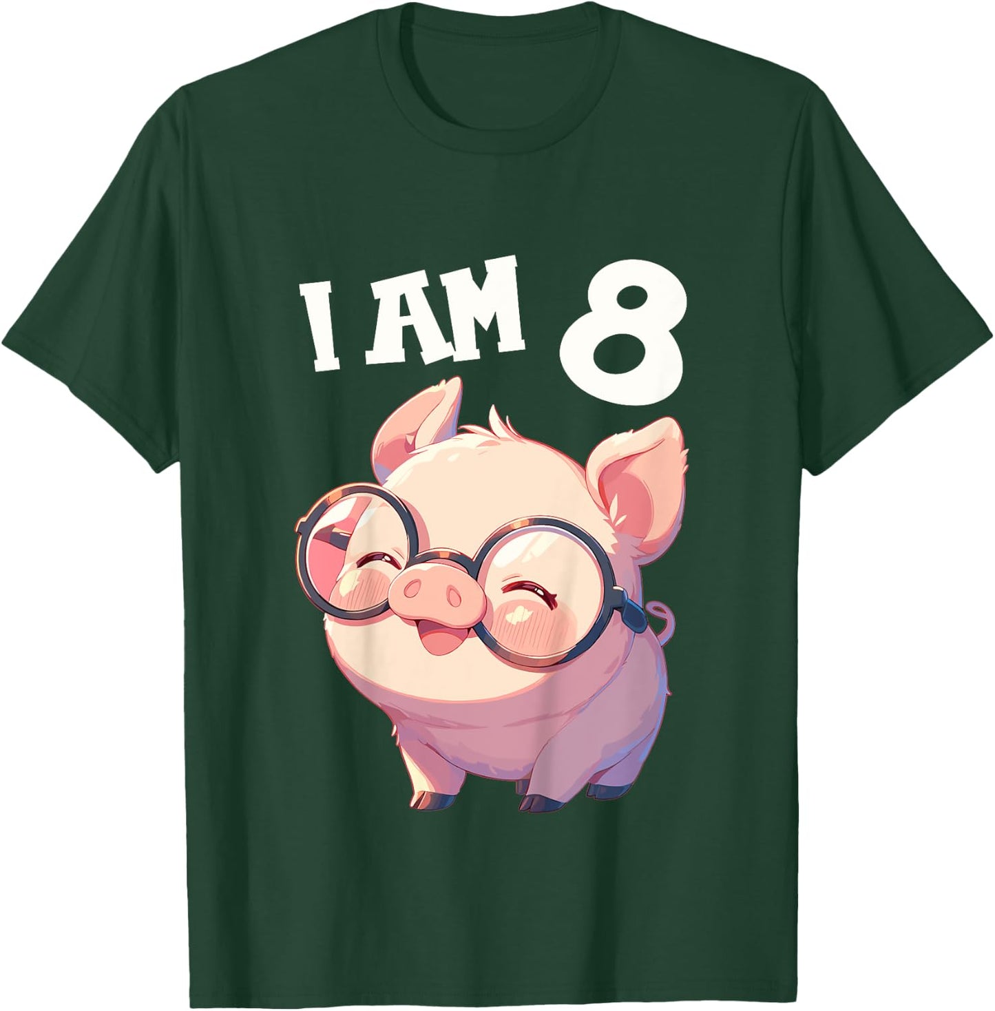 Kids 8 Years old 8 birthday Pigs Boy Girl Pig T-Shirt - T-Shirt | Forest