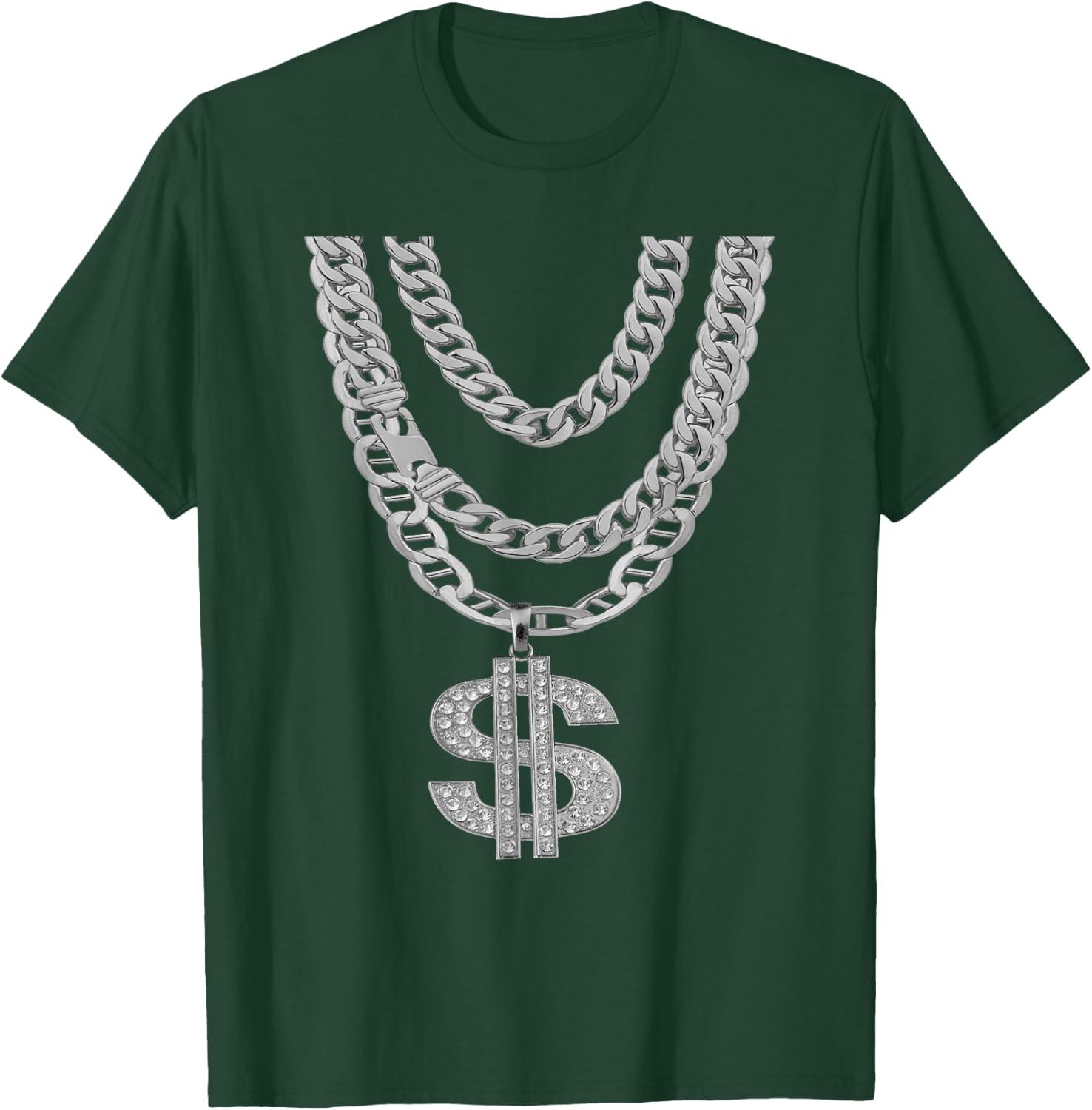 Gangster Chain Shirt | Cheap Hip-Hop Necklace Halloween Gift T-Shirt - T-Shirt | Forest