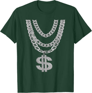 Gangster Chain Shirt | Cheap Hip-Hop Necklace Halloween Gift T-Shirt - T-Shirt | Forest