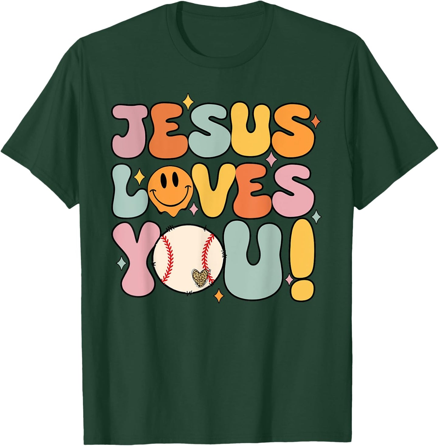 Christian-Shirt Jesus Loves You Baseball Softball Lover T-Shirt - T-Shirt | Forest