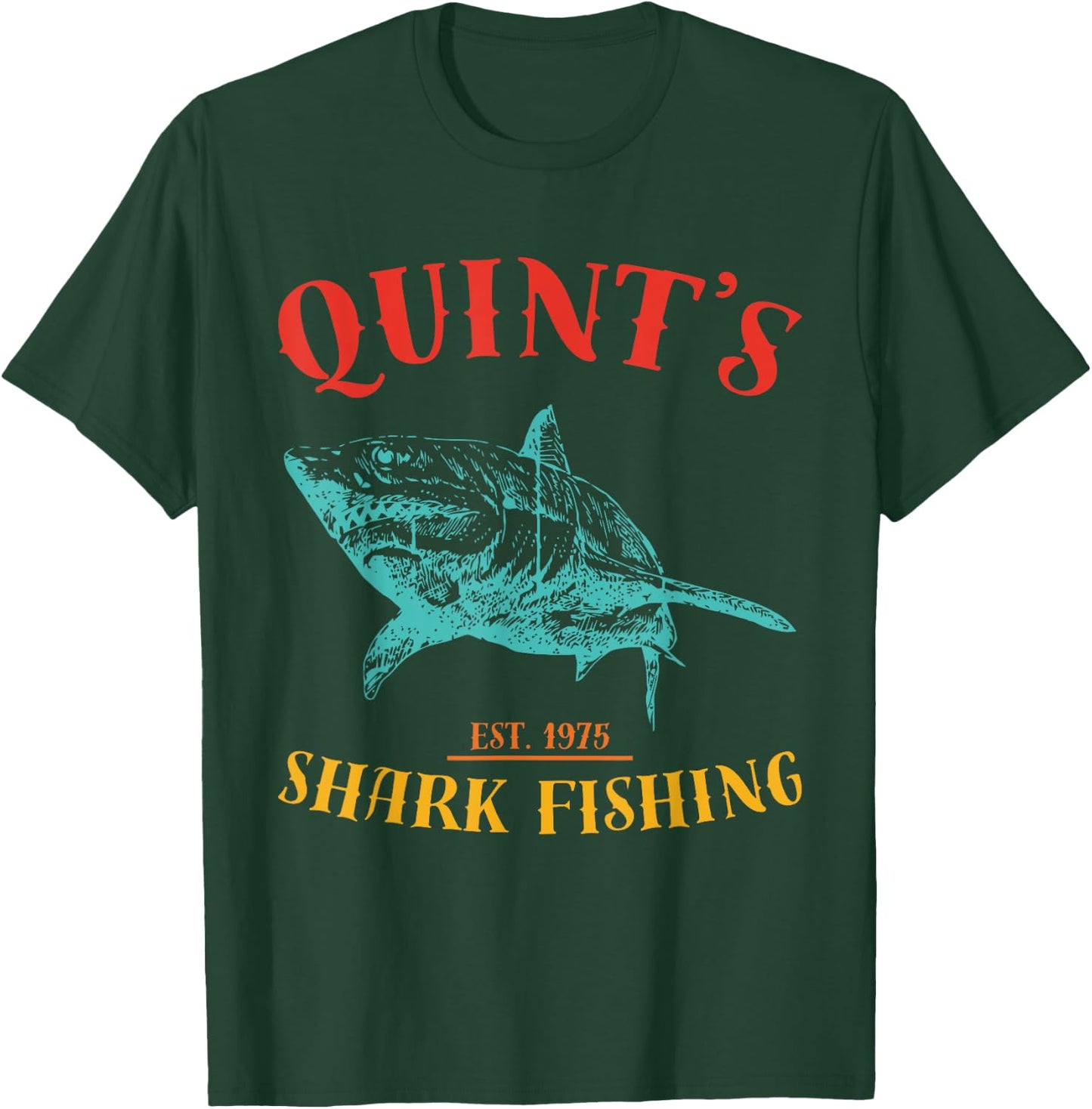 Quint’s Shark est. 1975 Fishing Funny Retro Fishing T-Shirt - T-Shirt | Forest