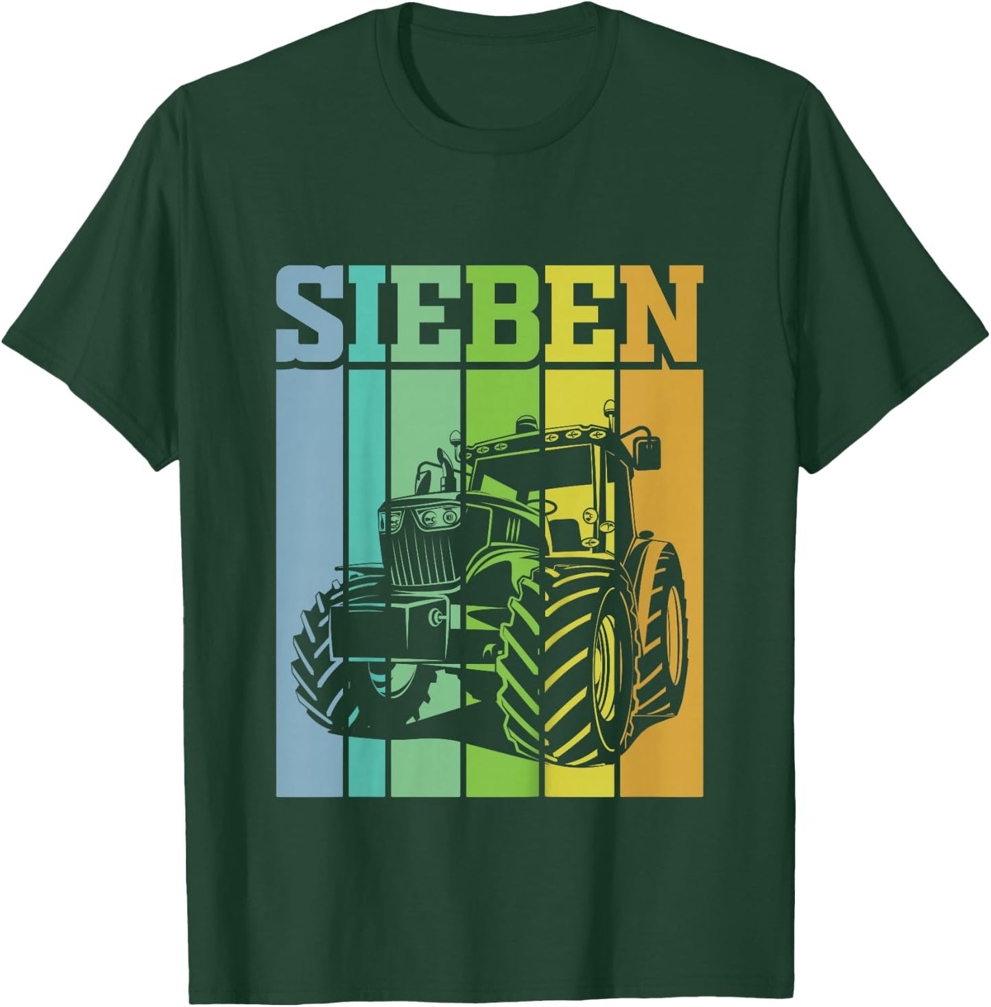 Children's Birthday 7 Years 7th Birthday Tractor , black T-Shirt - T-Shirt | Forest