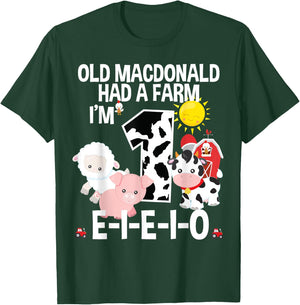 Toddler Kids Old MacDonald 1st Birthday Party Nursery Song T-Shirt - T-Shirt | Forest
