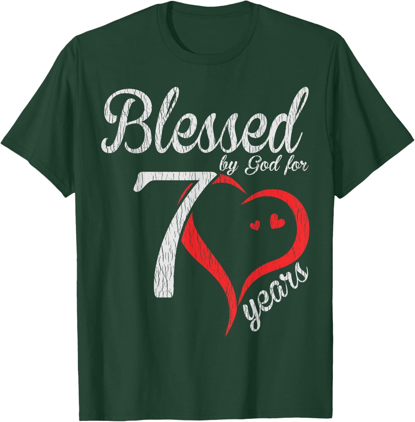 Vintage 70th Birthday Blessed By God, Happy Birthday Gift T-Shirt - T-Shirt | Forest
