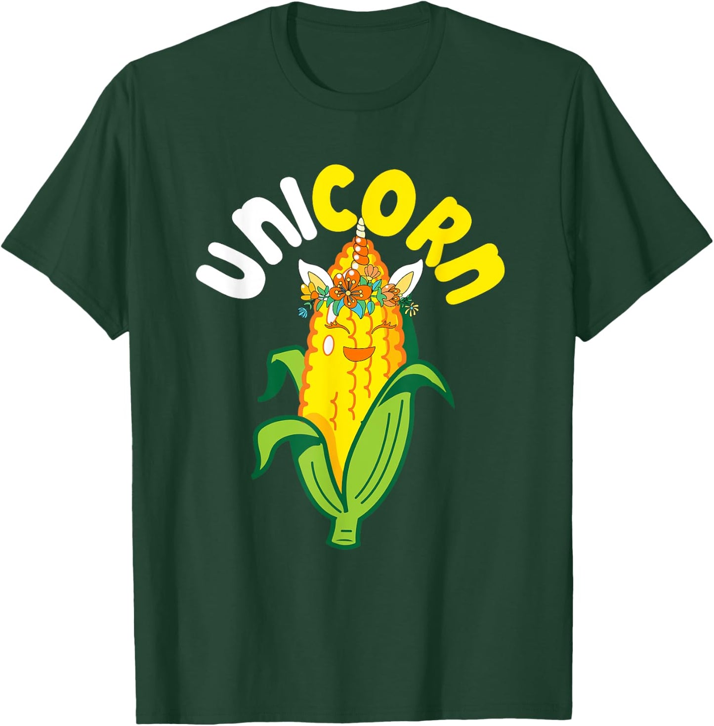 Unicorn Cute Corn Matching Farmer Vegan Lover Kids Toddler T-Shirt - T-Shirt | Forest
