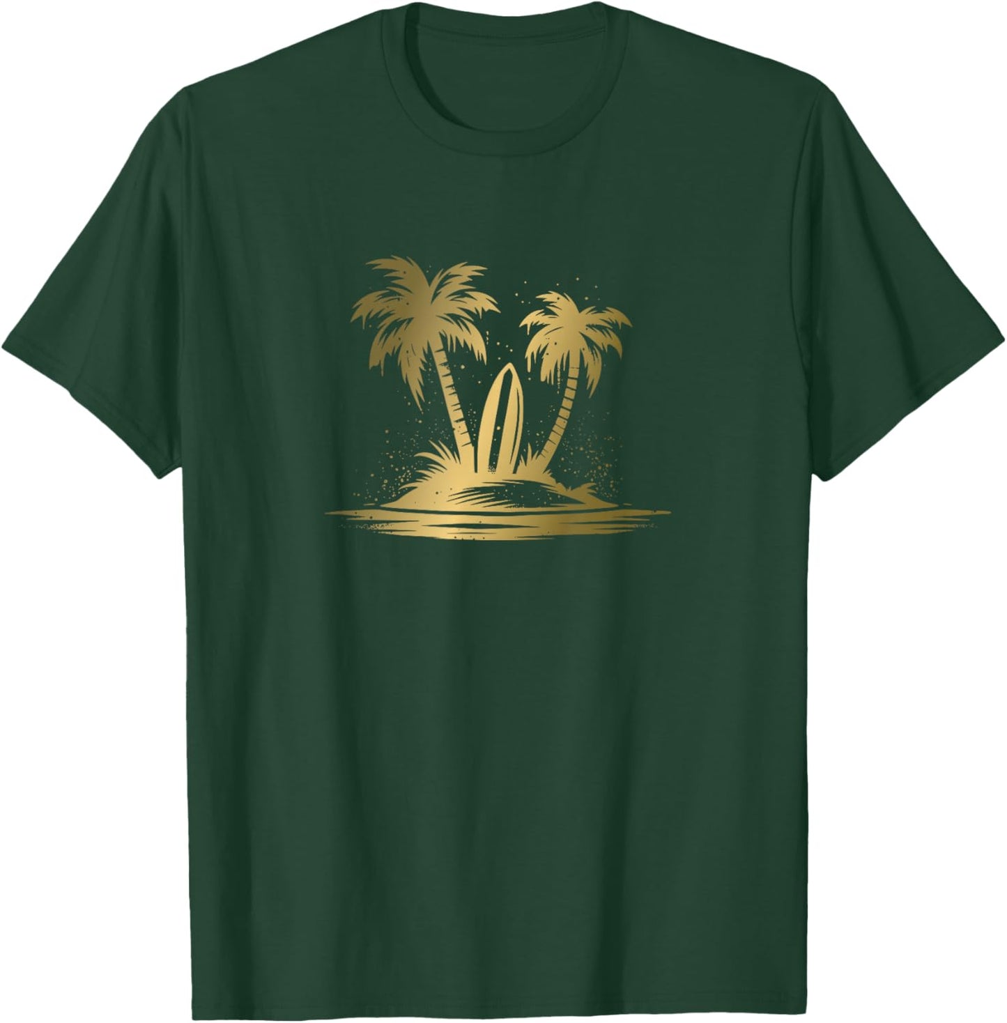 Surfboard and Palm Trees on Summer Island T-Shirt - T-Shirt | Forest