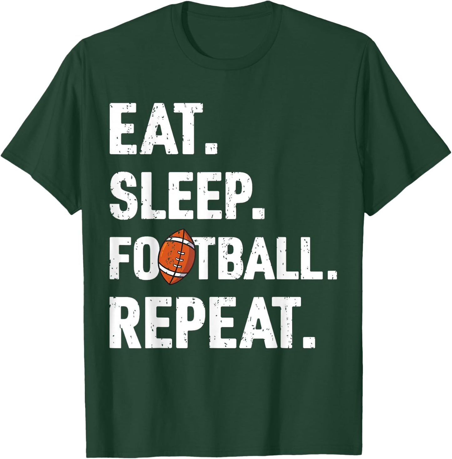 Eat Sleep Football Repeat Vintage Football Player Coach T-Shirt - T-Shirt | Forest