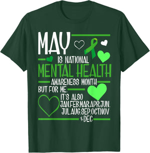 In May We Wear Green Mental Health Awareness Month Ribbon T-Shirt - T-Shirt | Forest