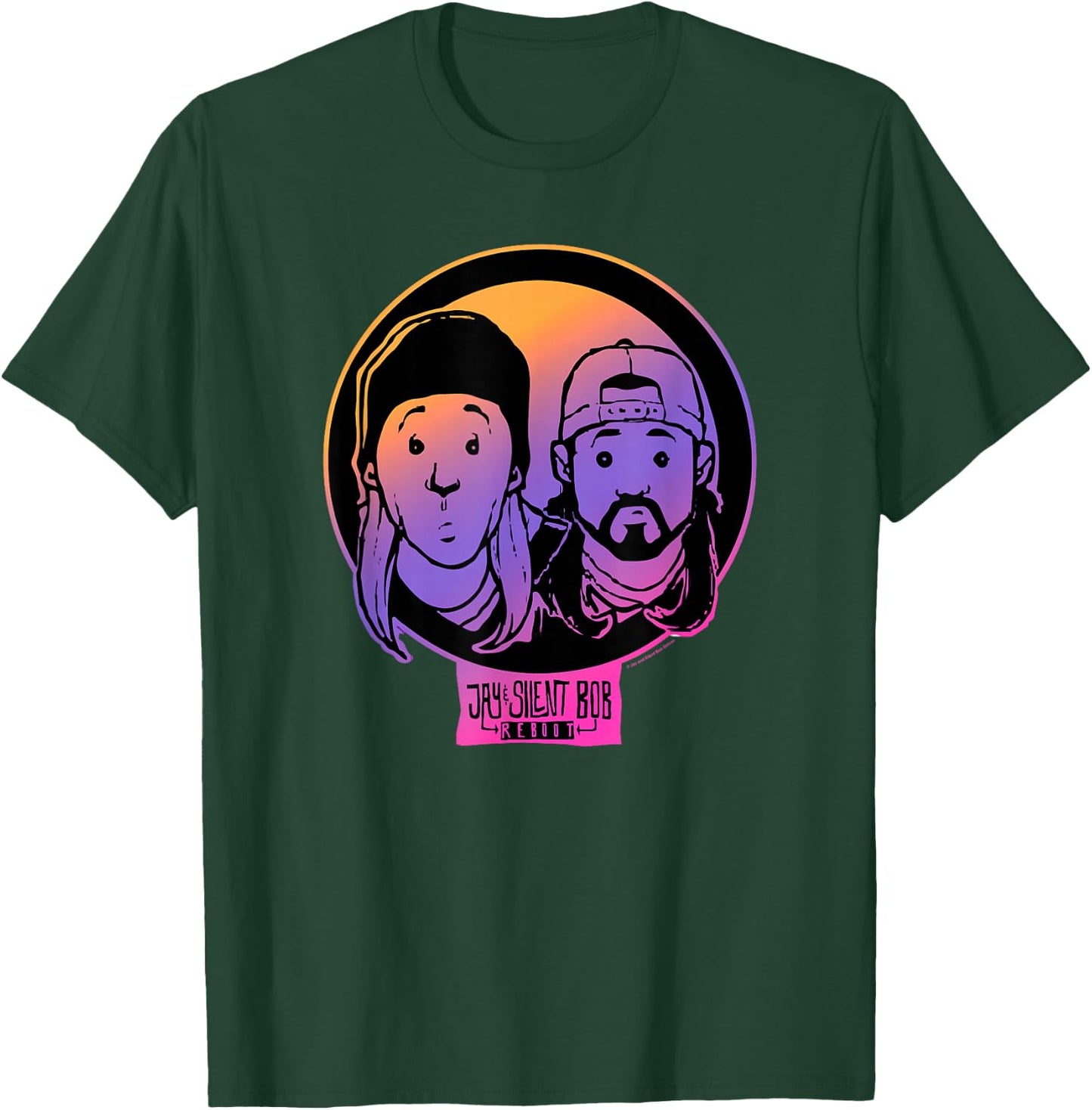 Jay & Silent Bob Colorful Cartoon Gradient Portraits T-Shirt - T-Shirt | Forest