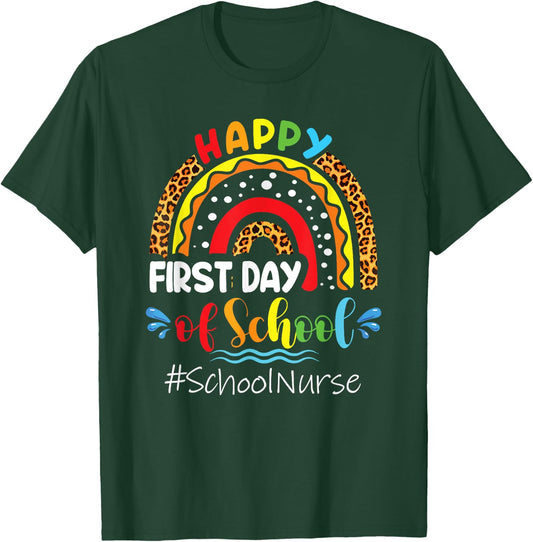 Happy First Day of School Nurse Rainbow back to school T-Shirt - T-Shirt | Forest