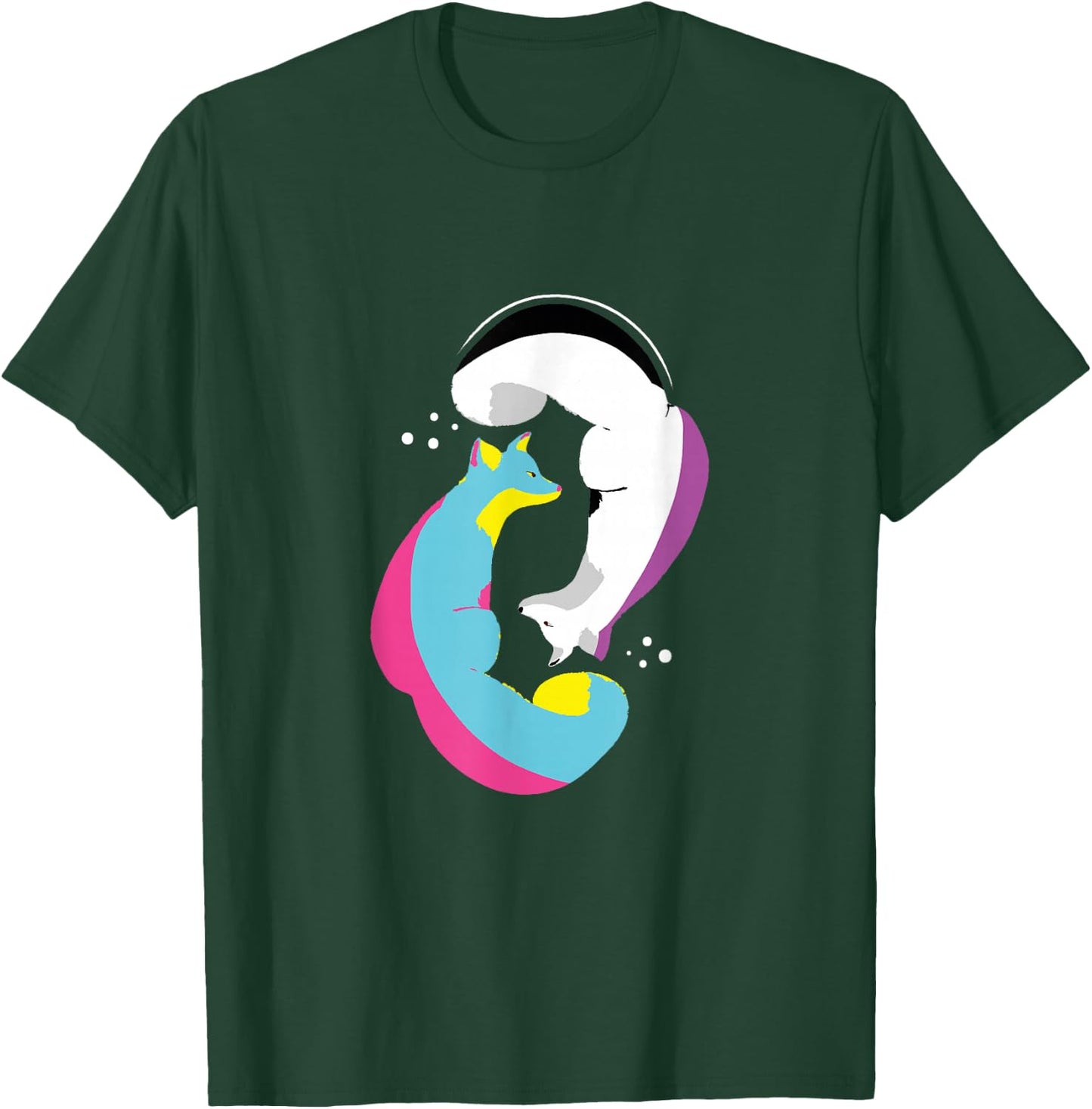 Yin Yang Foxes Panromantic Demisexuality Demipansexual Flag T-Shirt - T-Shirt | Forest
