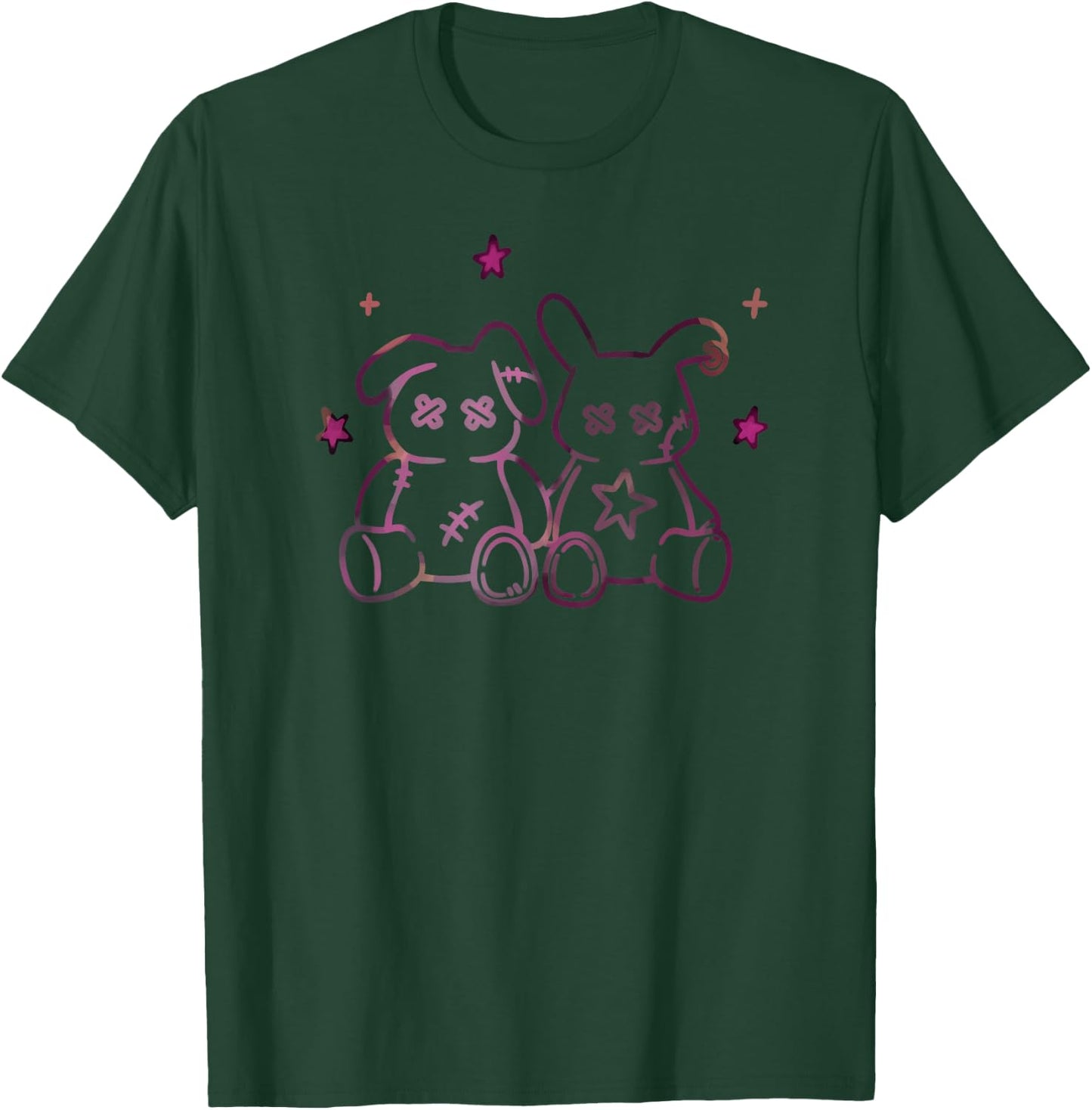 Harajuku Y2K Creepy Pastel Goth Doll Bunnies T-Shirt - T-Shirt | Forest