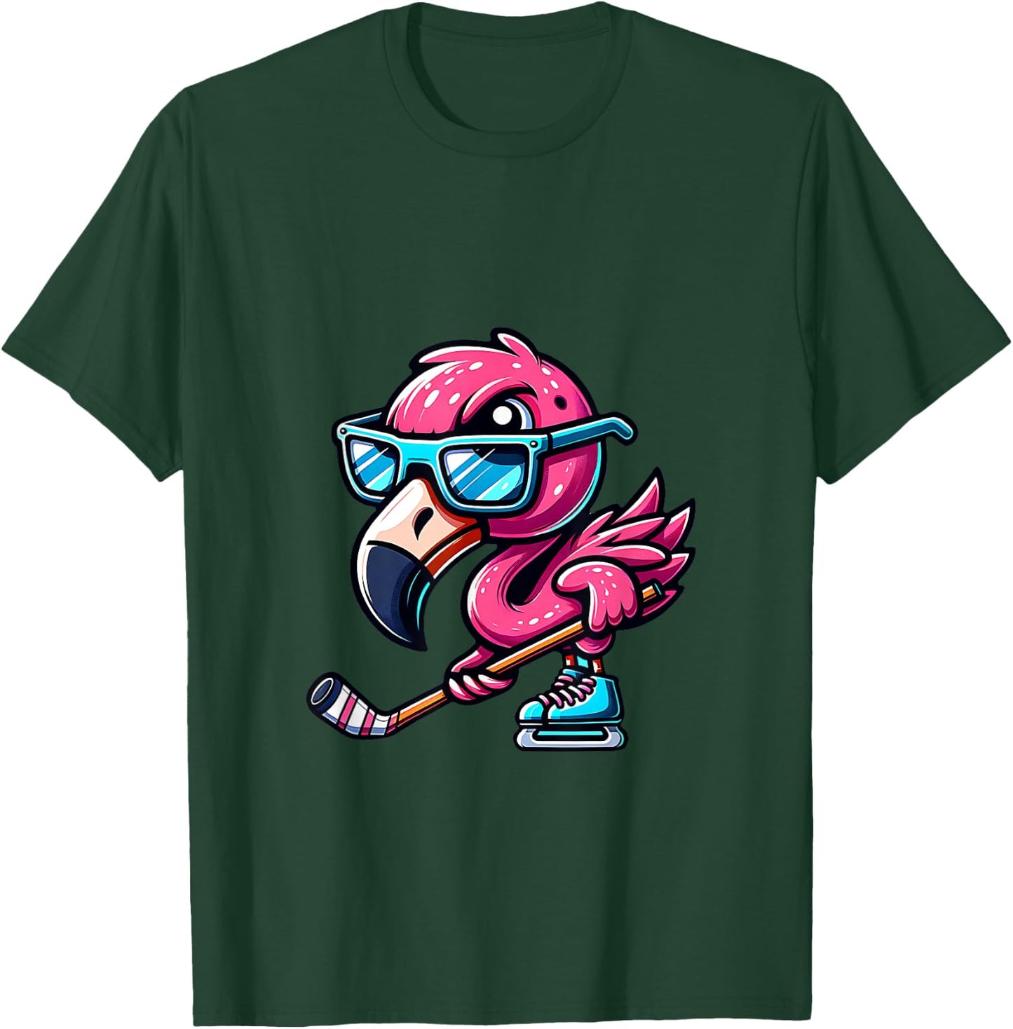Cool Ice Hockey Flamingo With Attitude T-Shirt - T-Shirt | Forest