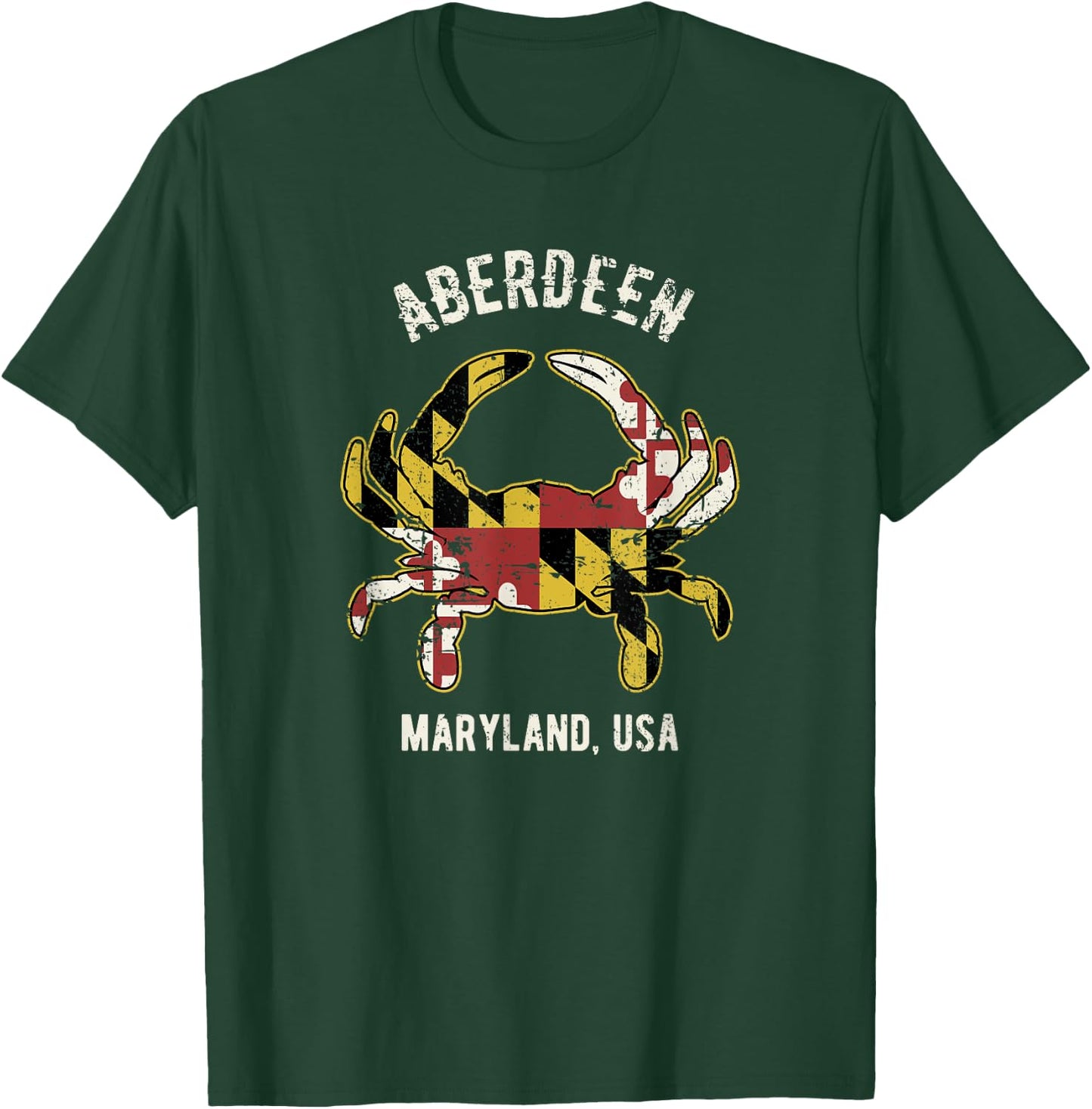 Aberdeen Maryland USA Crab Vintage Distressed Style Design T-Shirt - T-Shirt | Forest