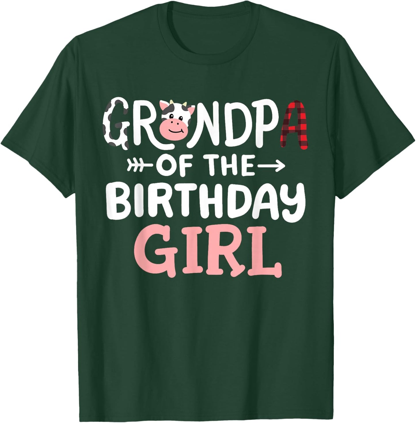 Grandpa of the Birthday Girl Cow Farm Party Matching Family T-Shirt - T-Shirt | Forest