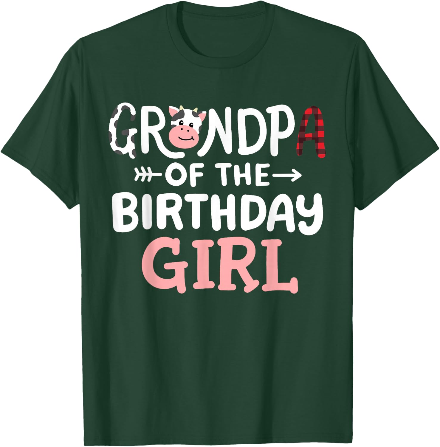Grandpa of the Birthday Girl Cow Farm Party Matching Family T-Shirt - T-Shirt | Forest