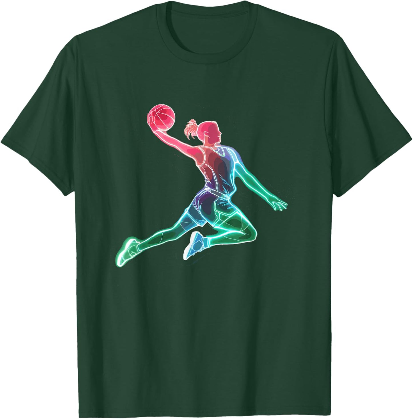 Basketball Dunk Girl Bright Basketball , Black, S T-Shirt - T-Shirt | Forest