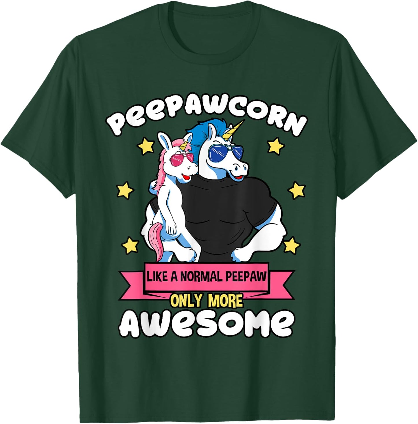 Peepawcorn 1 Kid Father's Day Peepaw Unicorn Granddaughter T-Shirt - T-Shirt | Forest