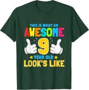 This is what an awesome 9 year old looks like 9th birthday T-Shirt - T-Shirt | Forest