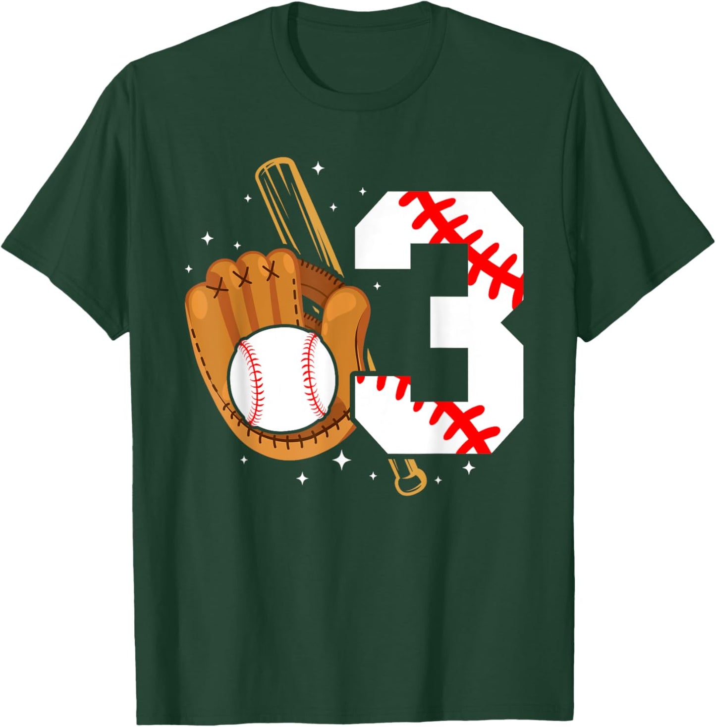 3rd Birthday Baseball Boy Three Year Old Baseball Player T-Shirt - T-Shirt | Forest