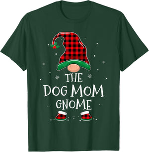Dog Mom Gnome Xmas Family Matching Plaid Christmas Gnomes T-Shirt - T-Shirt | Forest