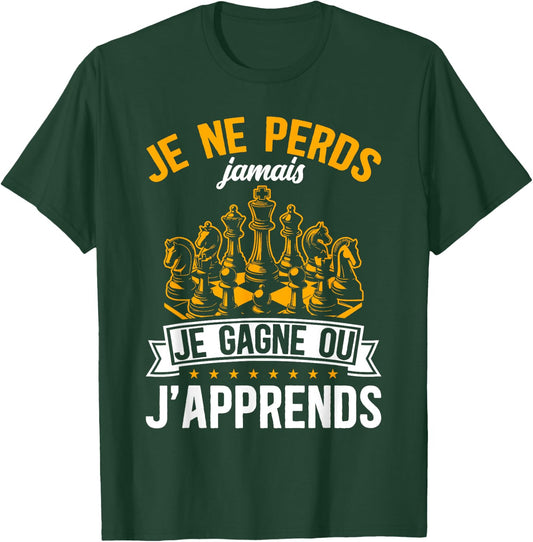 Funny I Never Lose I Win Or I Learn Chess , Black, S T-Shirt - T-Shirt | Forest
