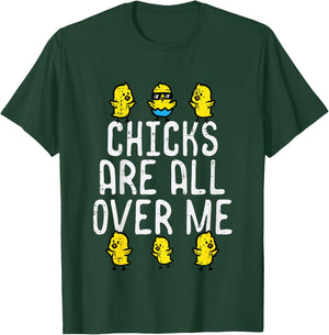 Kids Easter Chicks Are All Over Me Funny Boys Kids Toddler Youth T-Shirt - T-Shirt | Forest