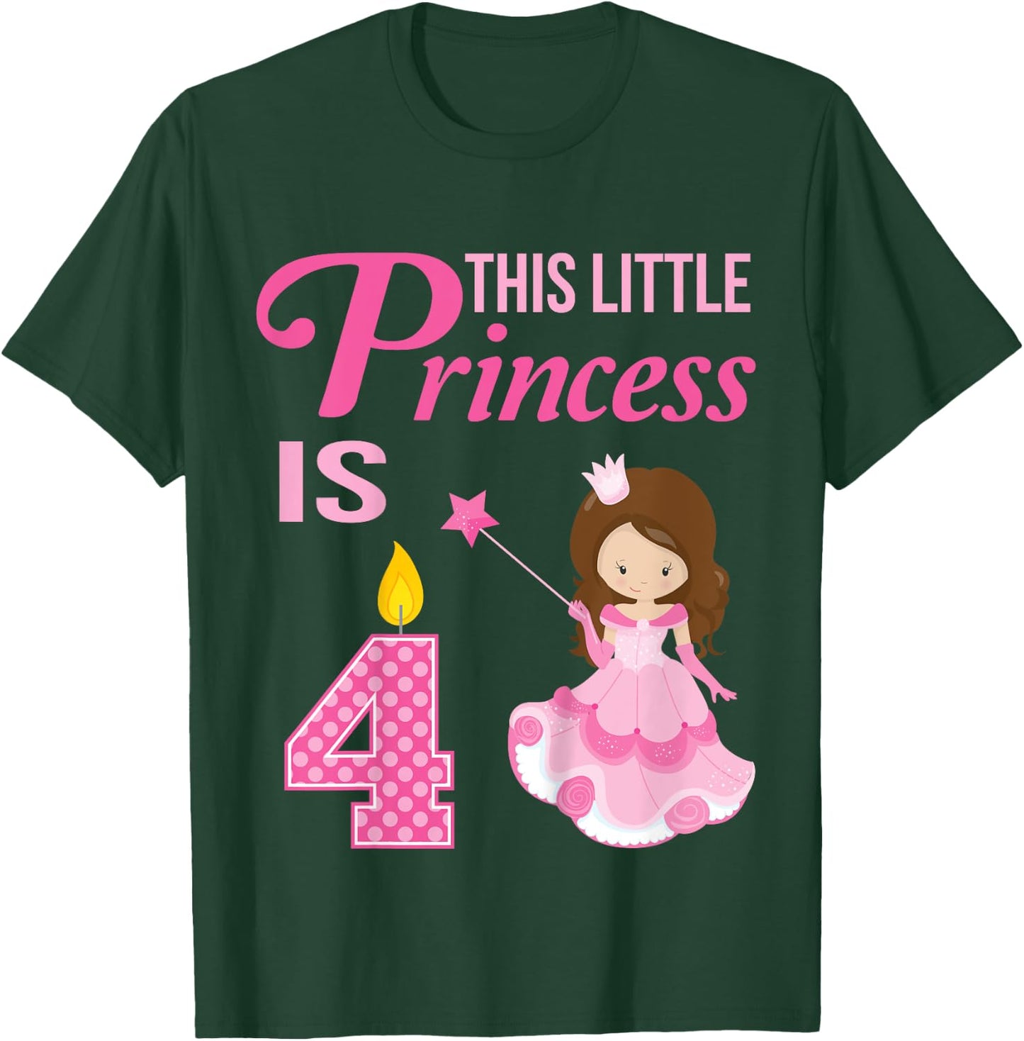 4th Birthday Girls Princess 4 Year Old Fairy Tale T-Shirt - T-Shirt | Forest