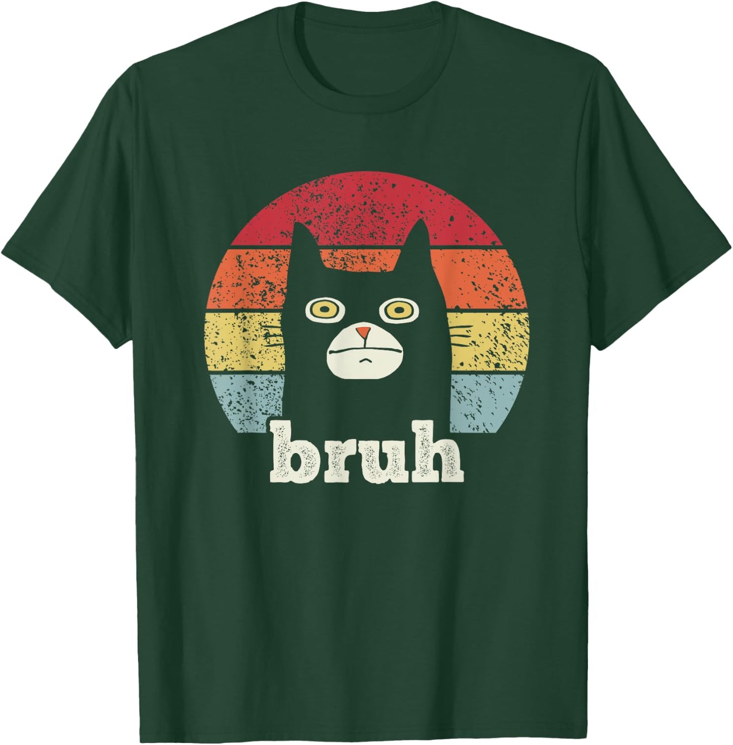 Funny Meme saying Bruh with Cat Greetings Teens Boys Men T-Shirt - T-Shirt | Forest