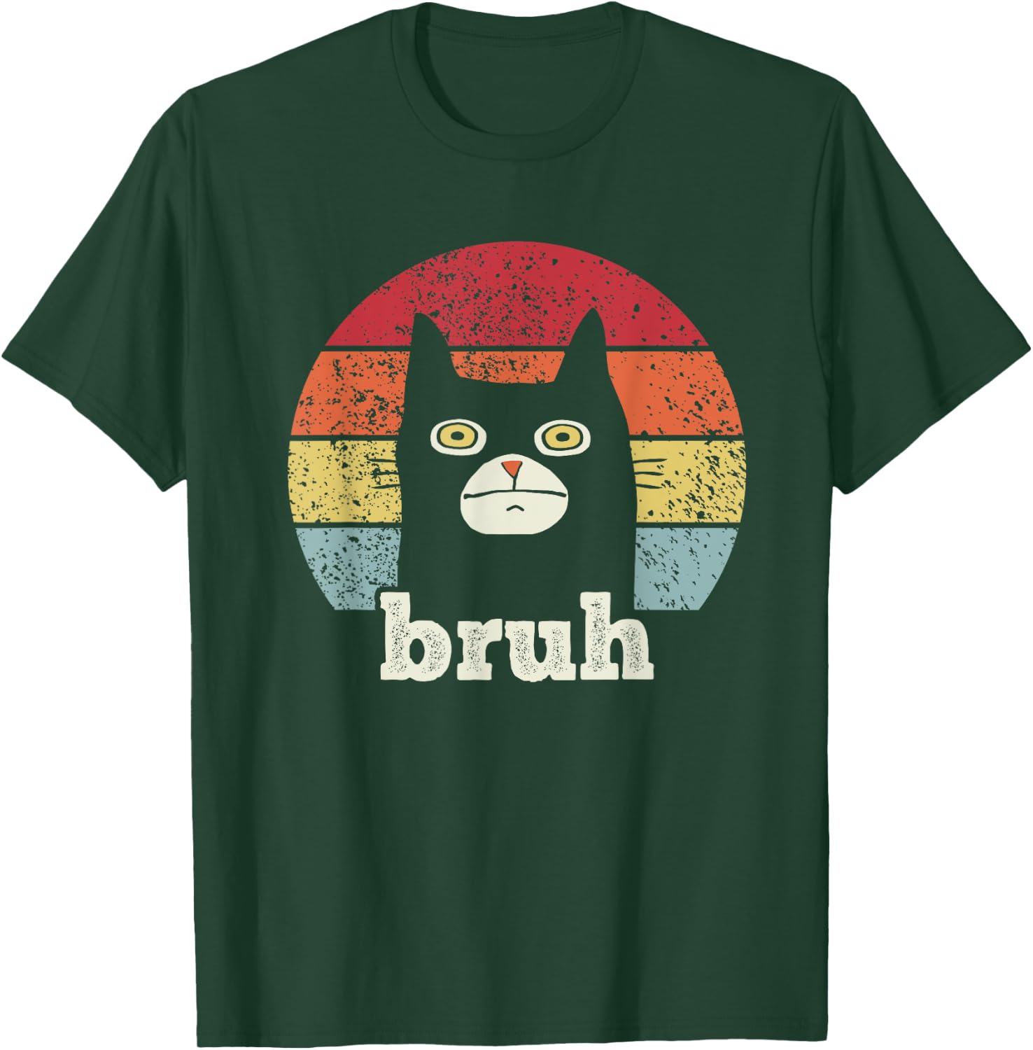 Funny Meme saying Bruh with Cat Greetings Teens Boys Men T-Shirt - T-Shirt | Forest