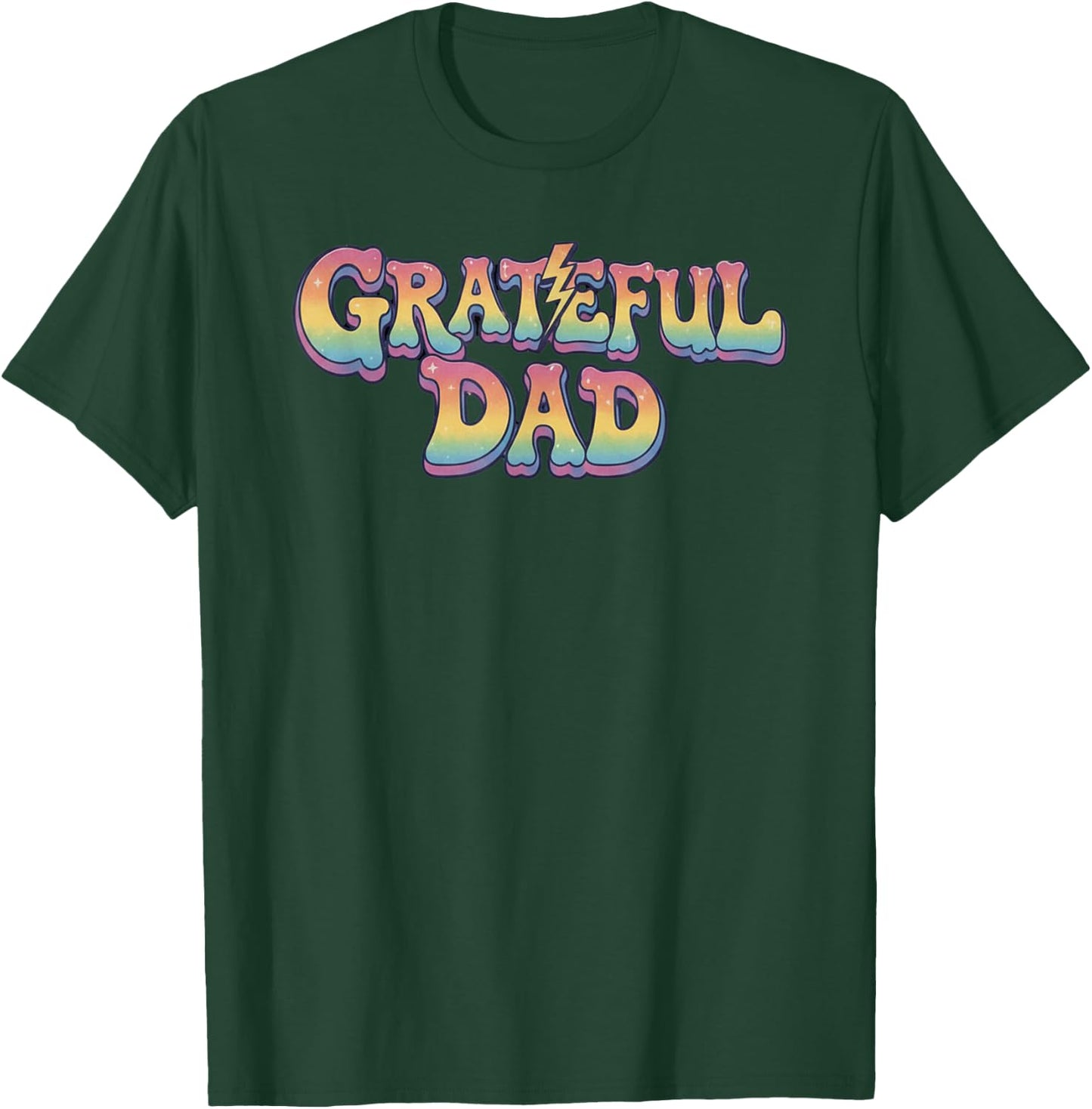Grateful Dad Retro Rainbow Lettering Grateful Dad T-Shirt - T-Shirt | Forest