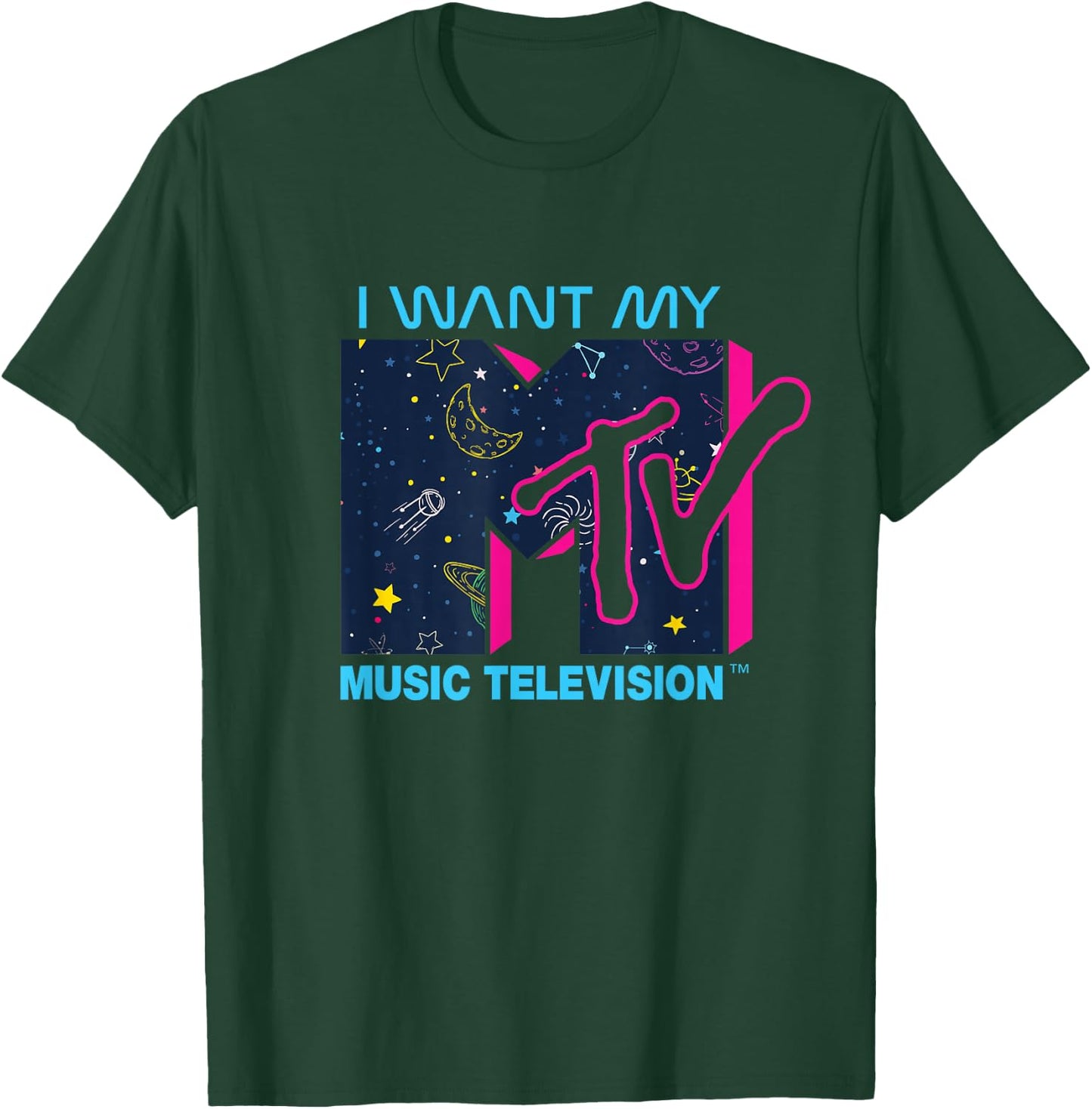 Mademark x MTV Official I want my MTV Logo in Space T-Shirt - T-Shirt | Forest