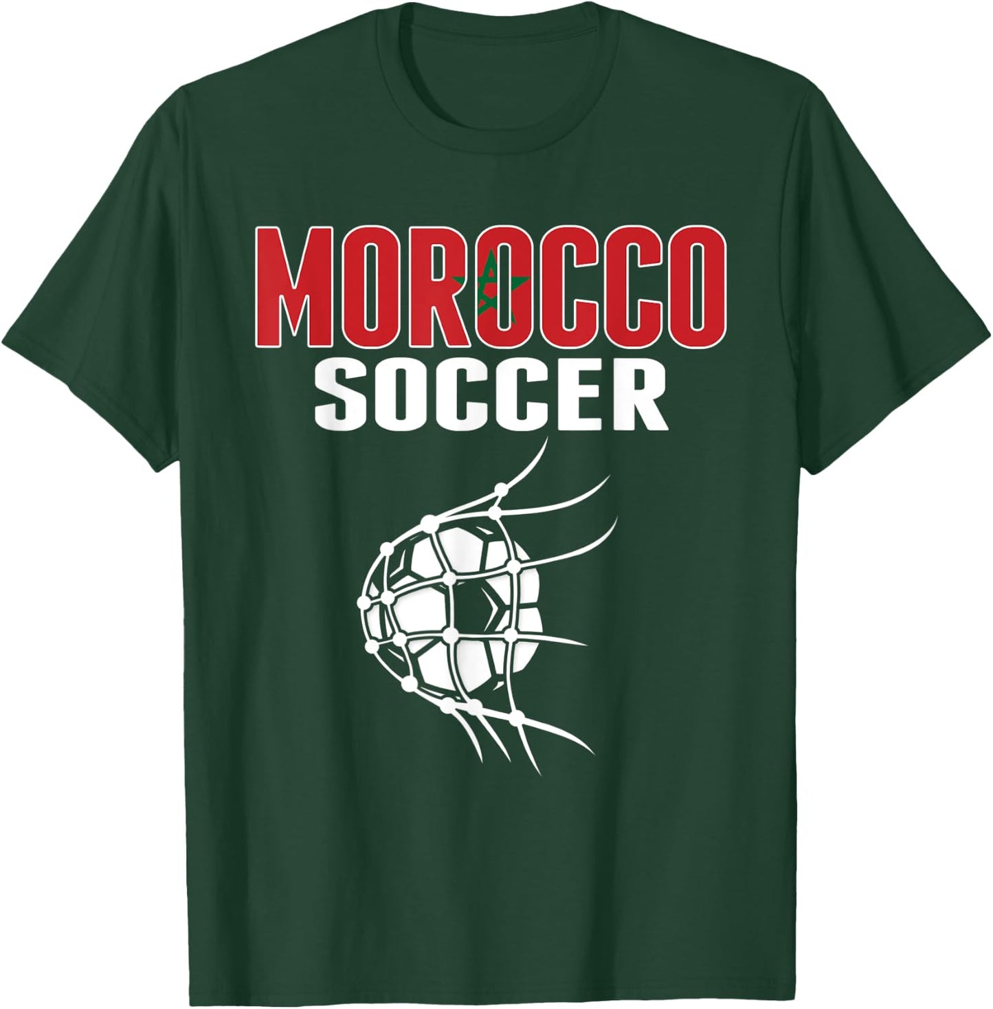 Morocco Soccer Ball In Net - Moroccan Football Supporters T-Shirt - T-Shirt | Forest