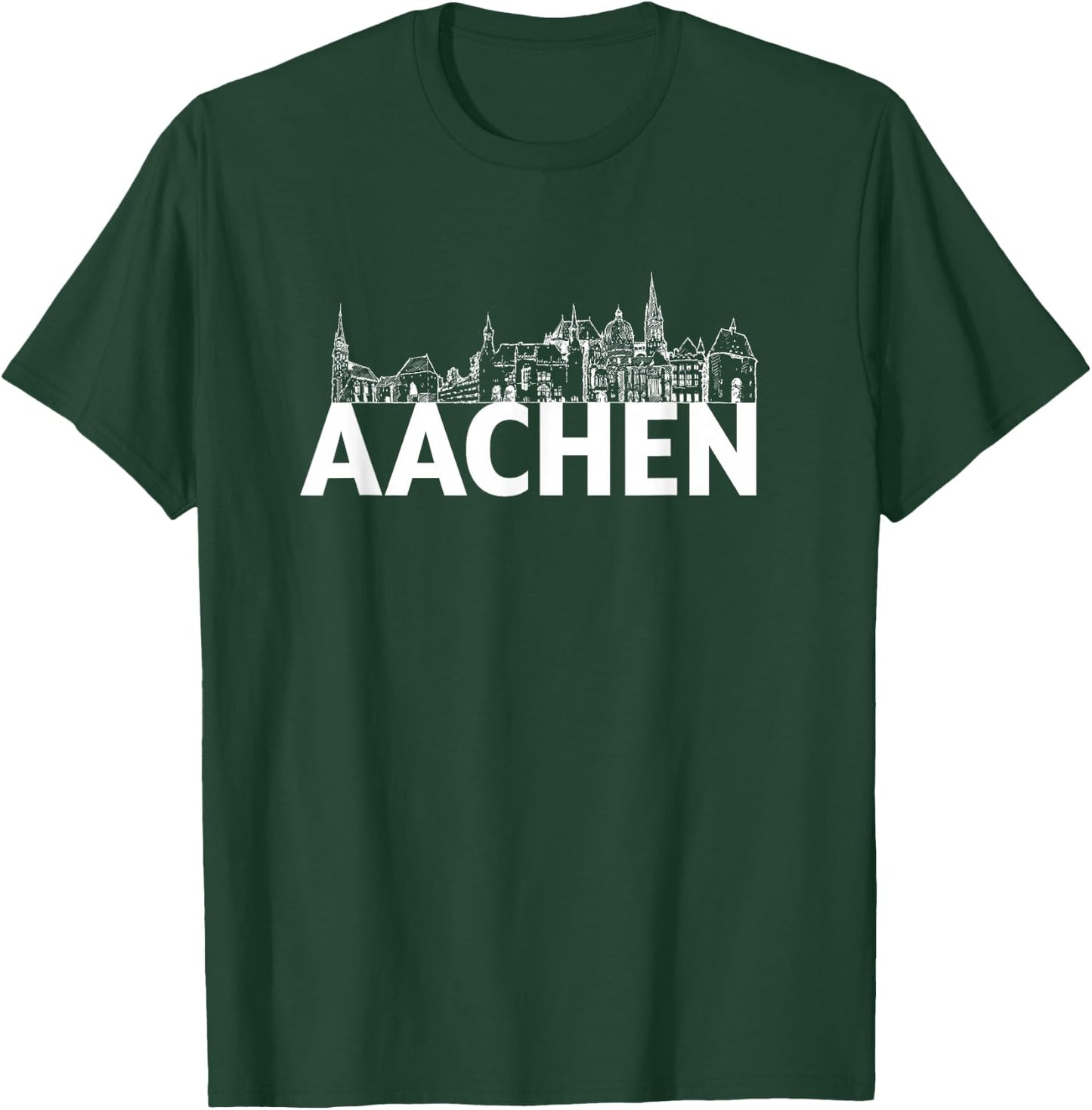 Aachen Deutschland Europa Stadt Skyline Silhouette Umriss Skizze T-Shirt - T-Shirt | Forest